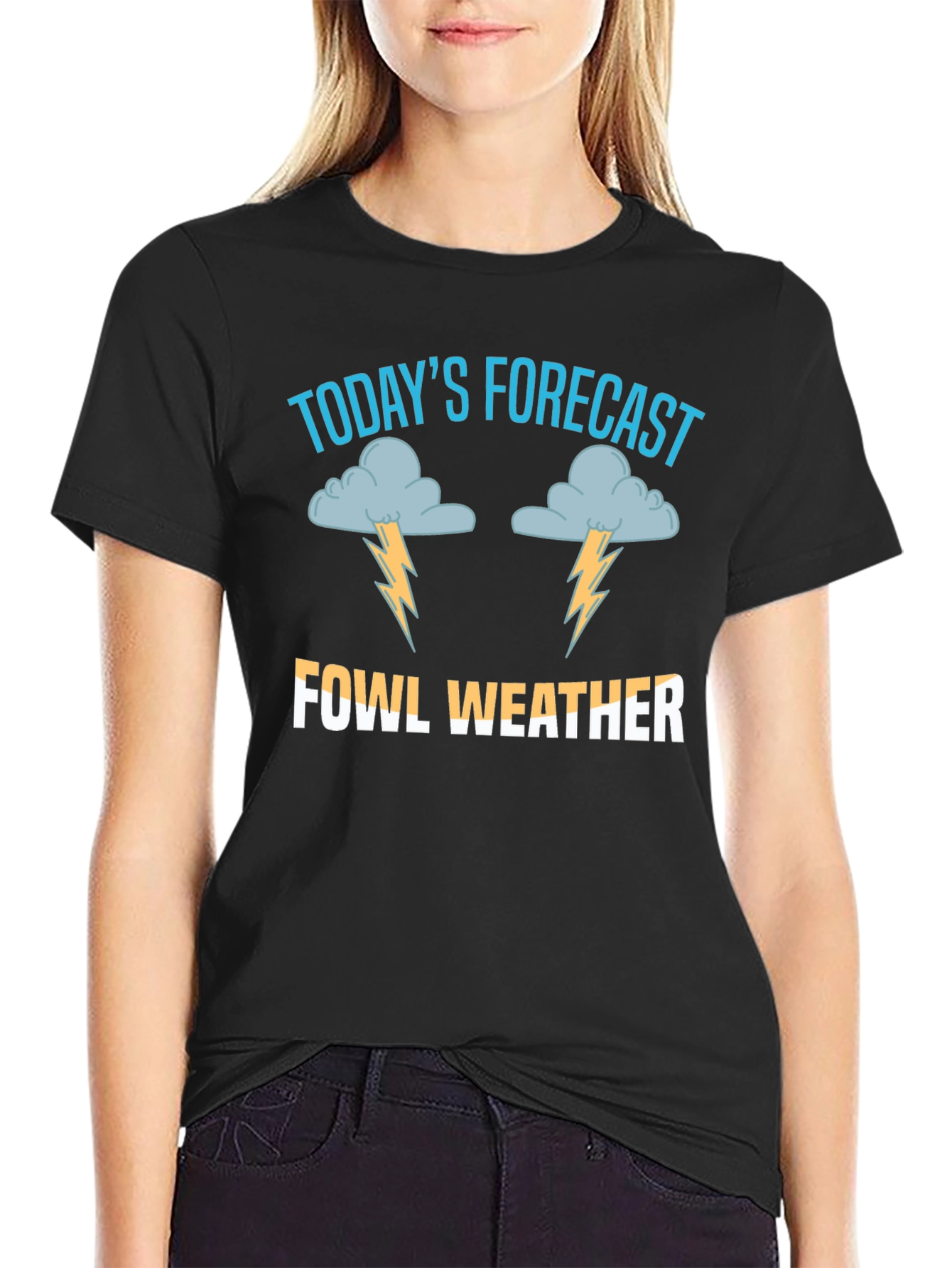 Black Fowl Weather T-Shirt - Funny Weather Forecast Tee view 2