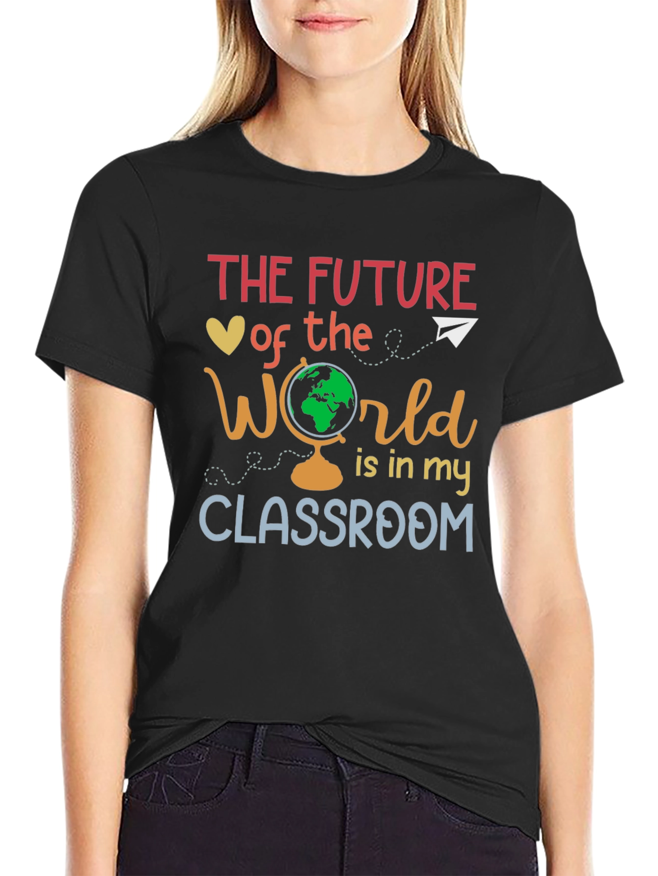 Black The Future of The World is in my Classroom T-Shirt view 2