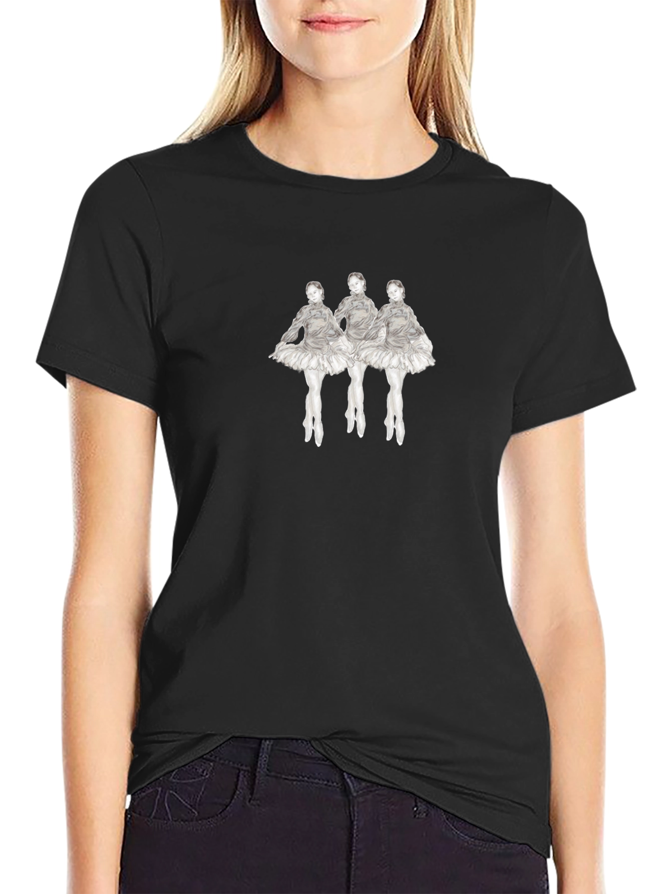 Black Dancing Ballerinas Graphic T-Shirt view 2