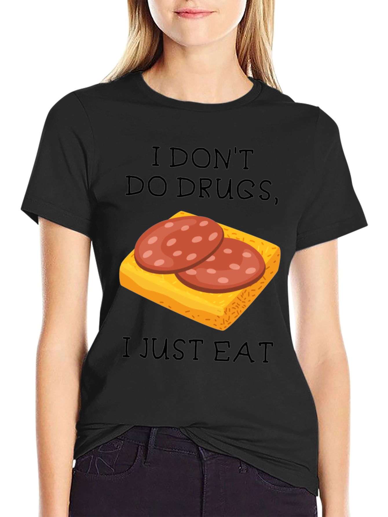 Black I Don't Do Drugs I Just Eat Funny T-Shirt view 2