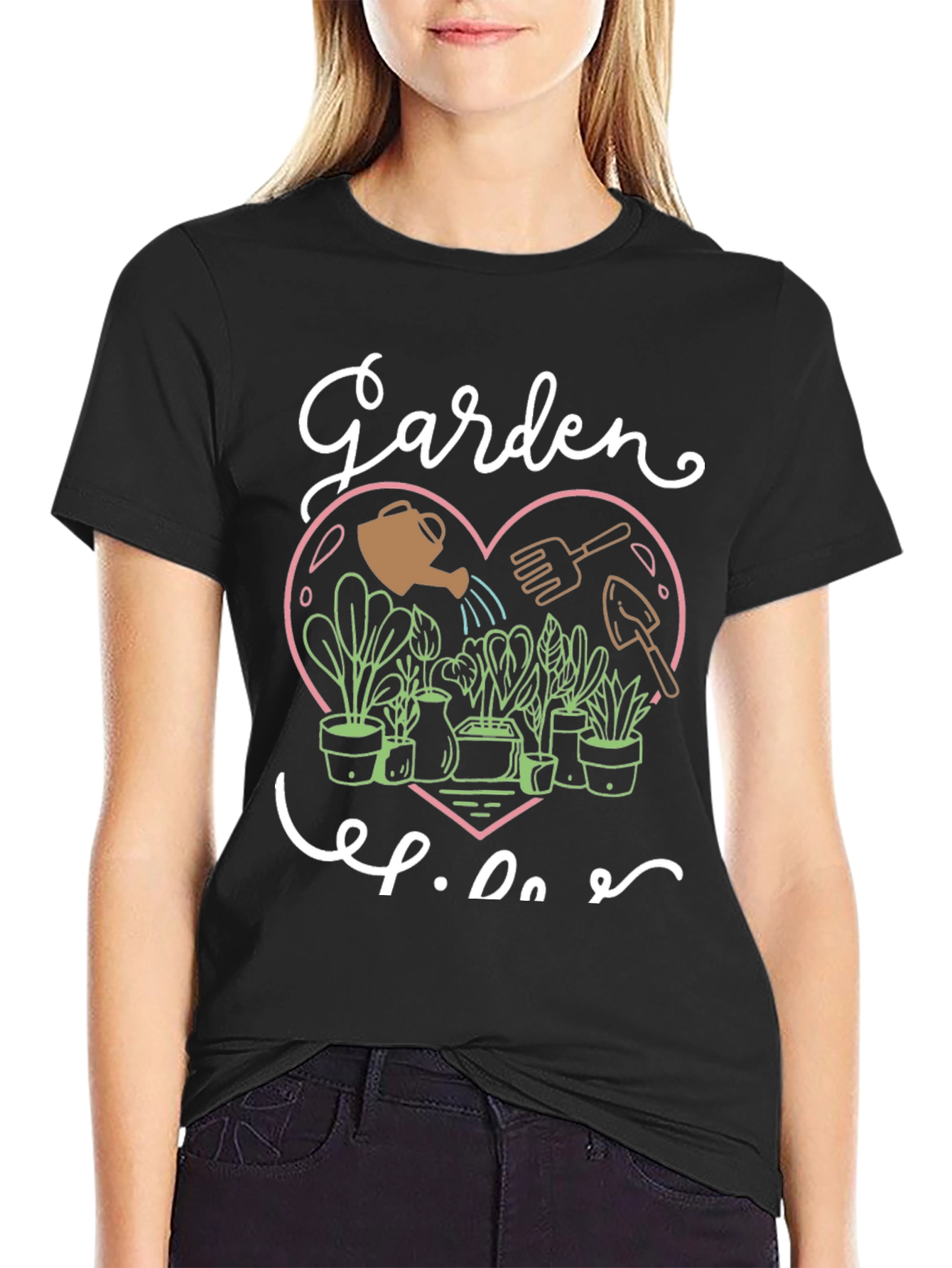 Black Garden Life Graphic Tee - Black Cotton T-Shirt view 2