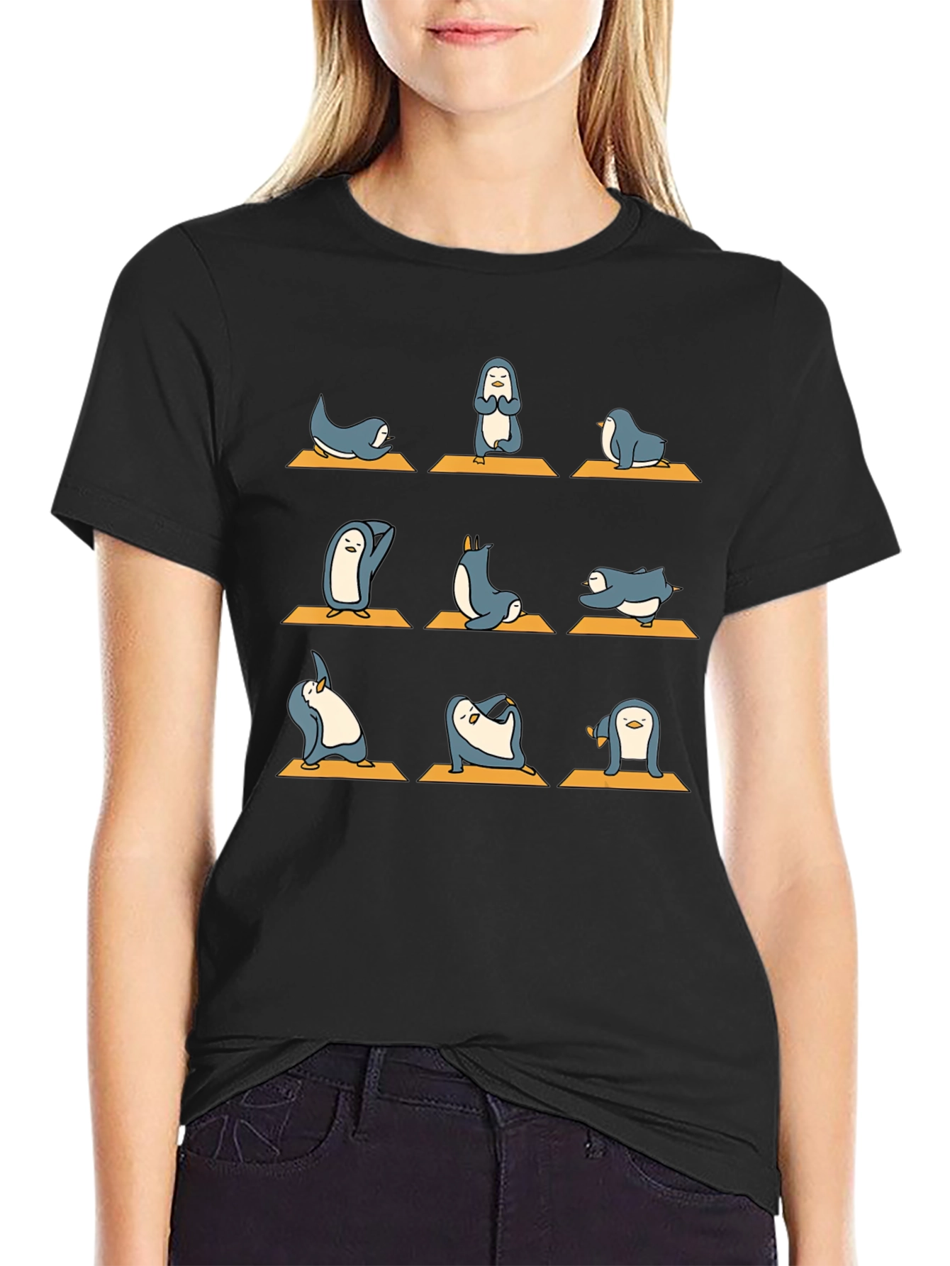 Black Yoga Penguin Graphic Tee view 2