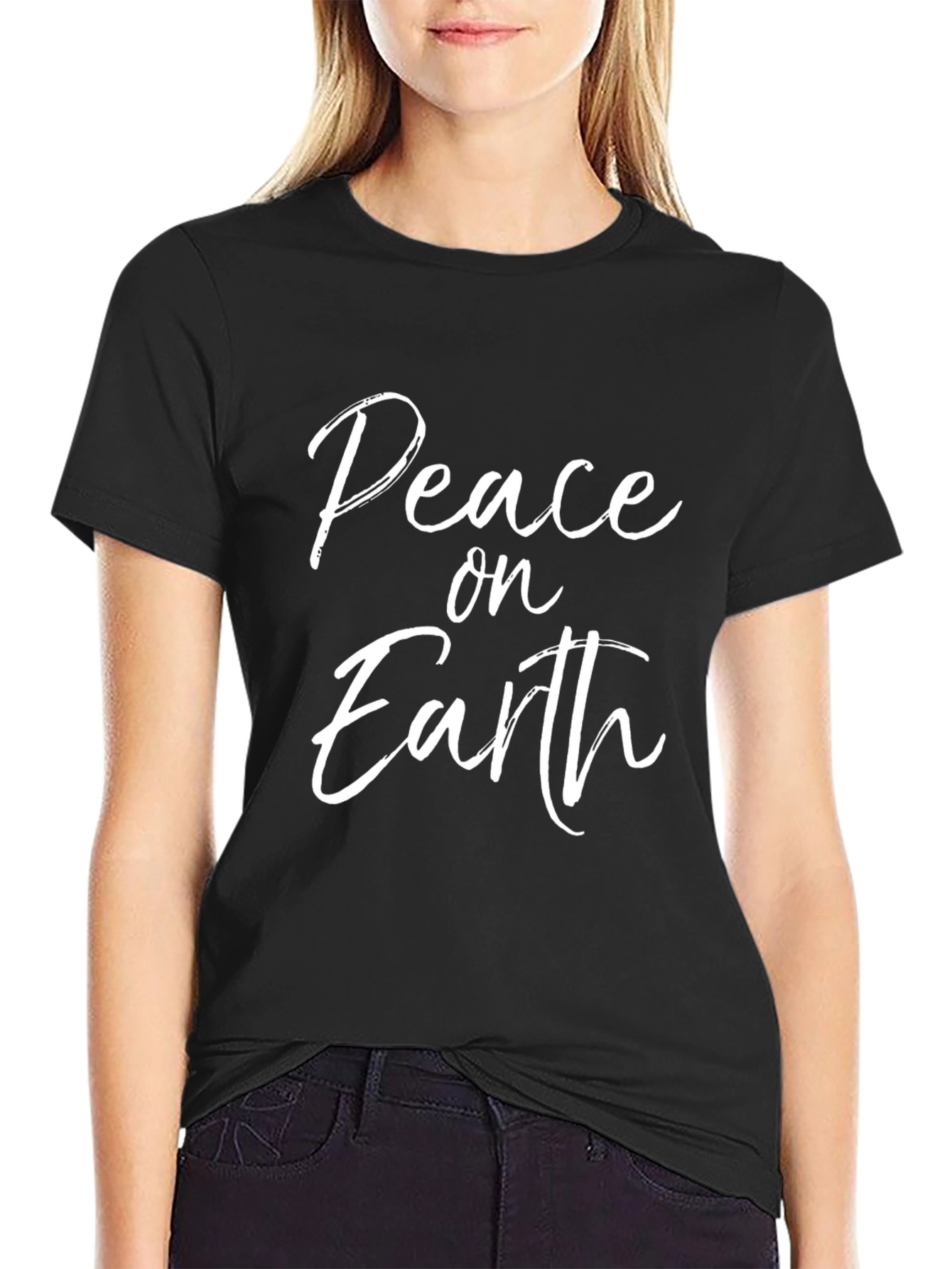 Black Peace On Earth Graphic Tee - Soft Black Shirt view 2