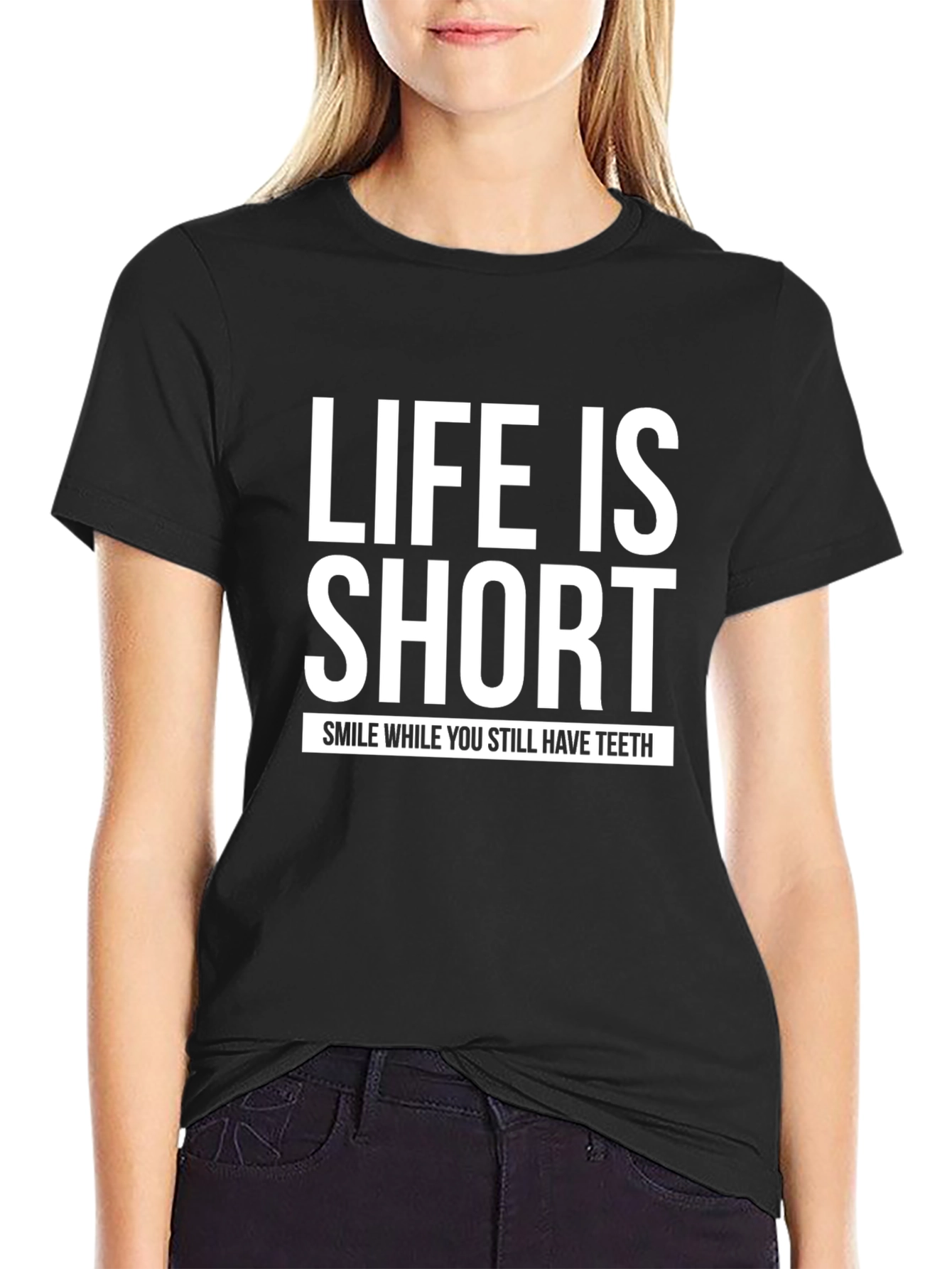 Black Life is Short Graphic Tee - Smile While You Can view 2