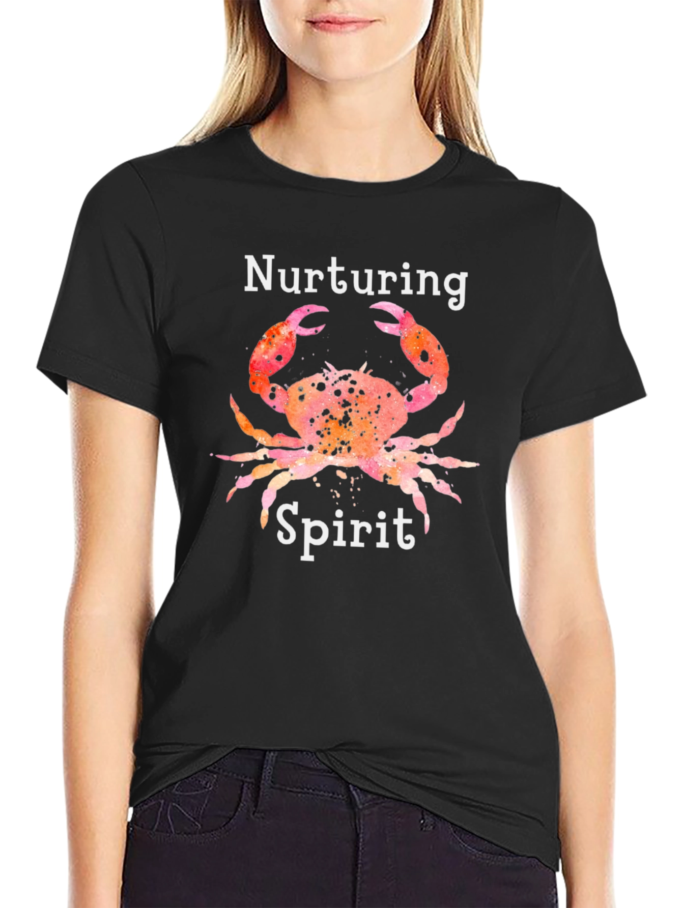 Black Nurturing Spirit Crab Graphic Tee - Black view 2