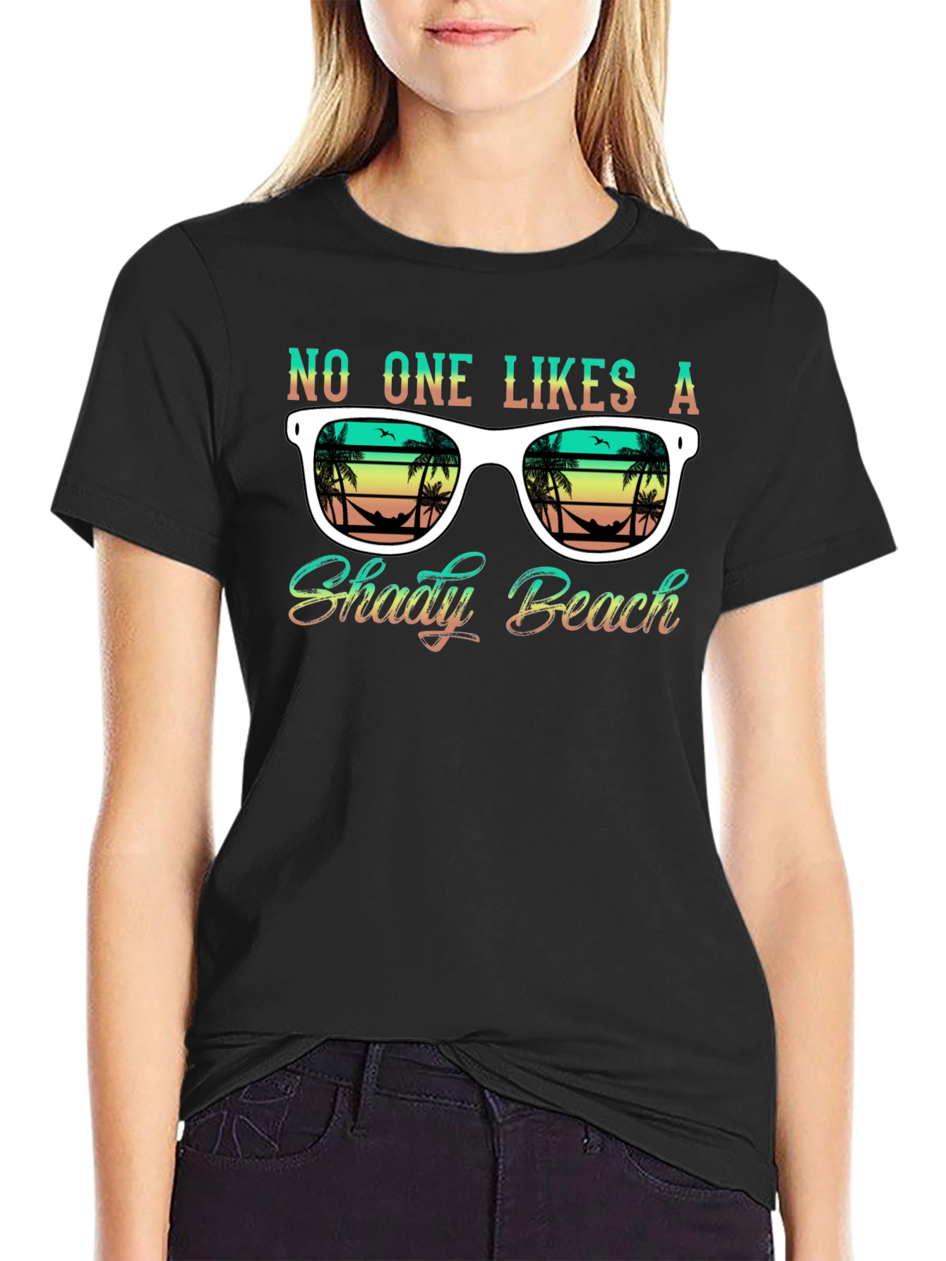 Black Shady Beach Sunglasses Graphic T-Shirt view 2