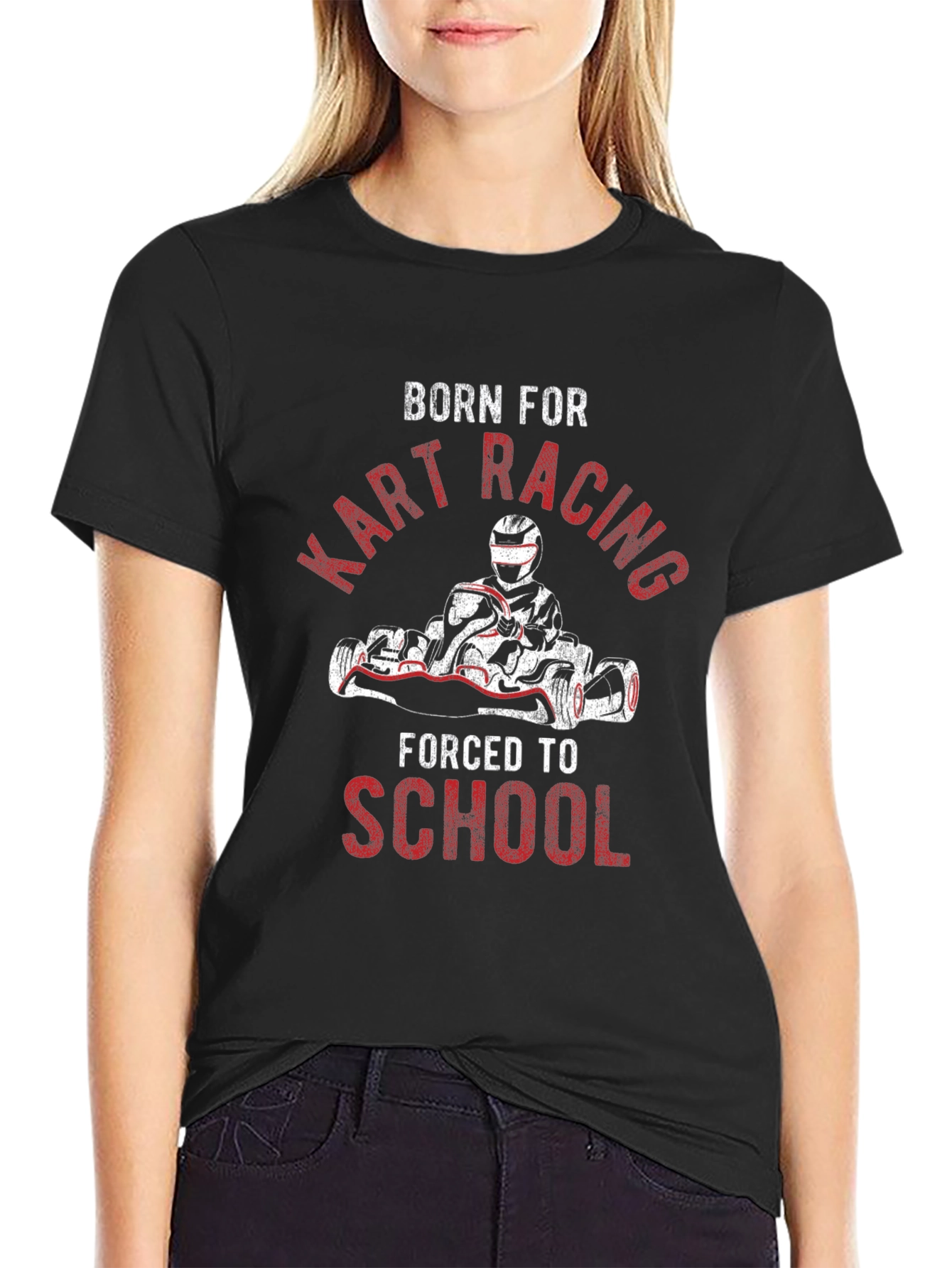 Black Born for Kart Racing T-Shirt - Motorsports Passion view 2