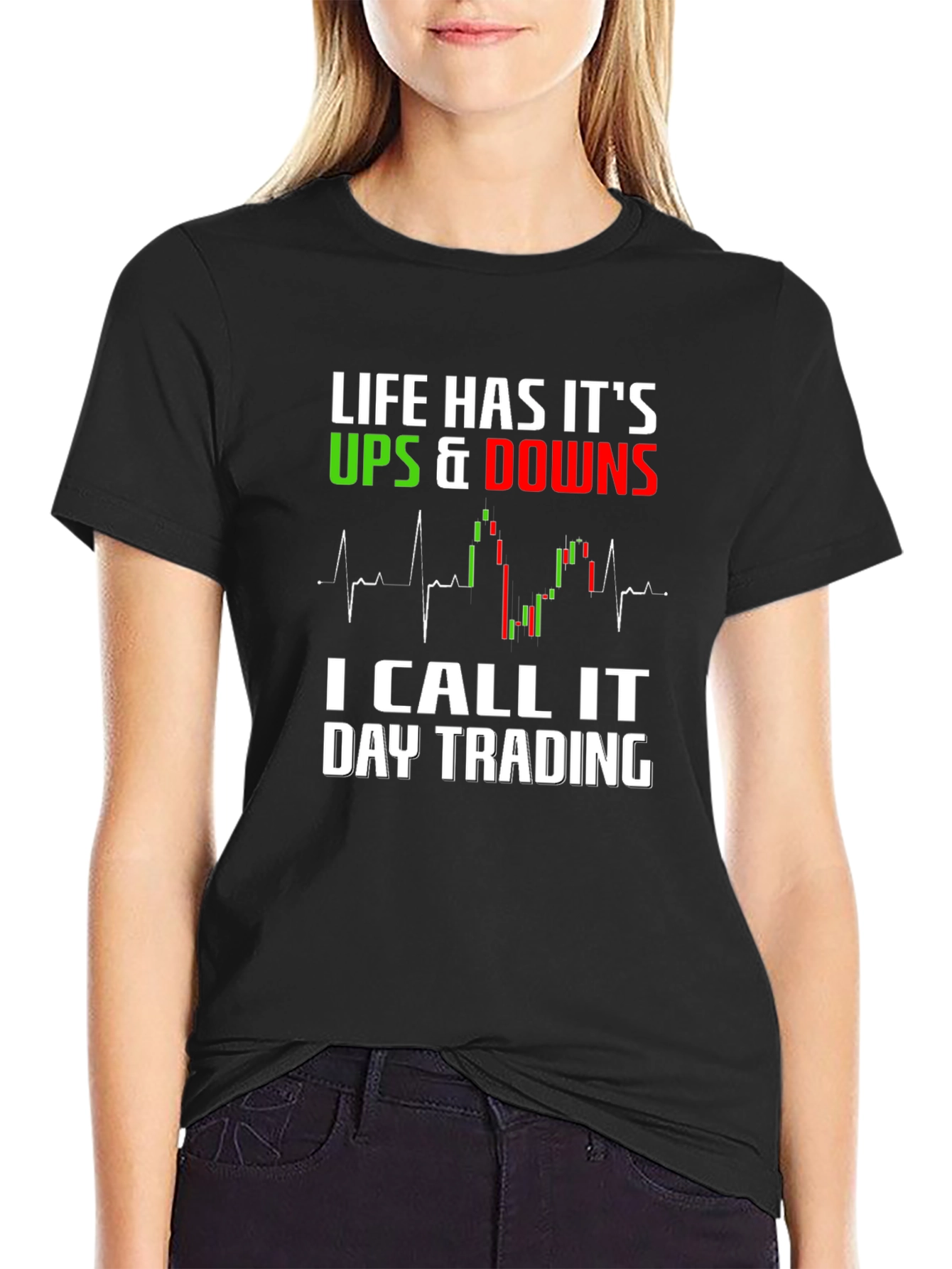 Black Day Trading T-Shirt - Life's Ups and Downs Tee view 2