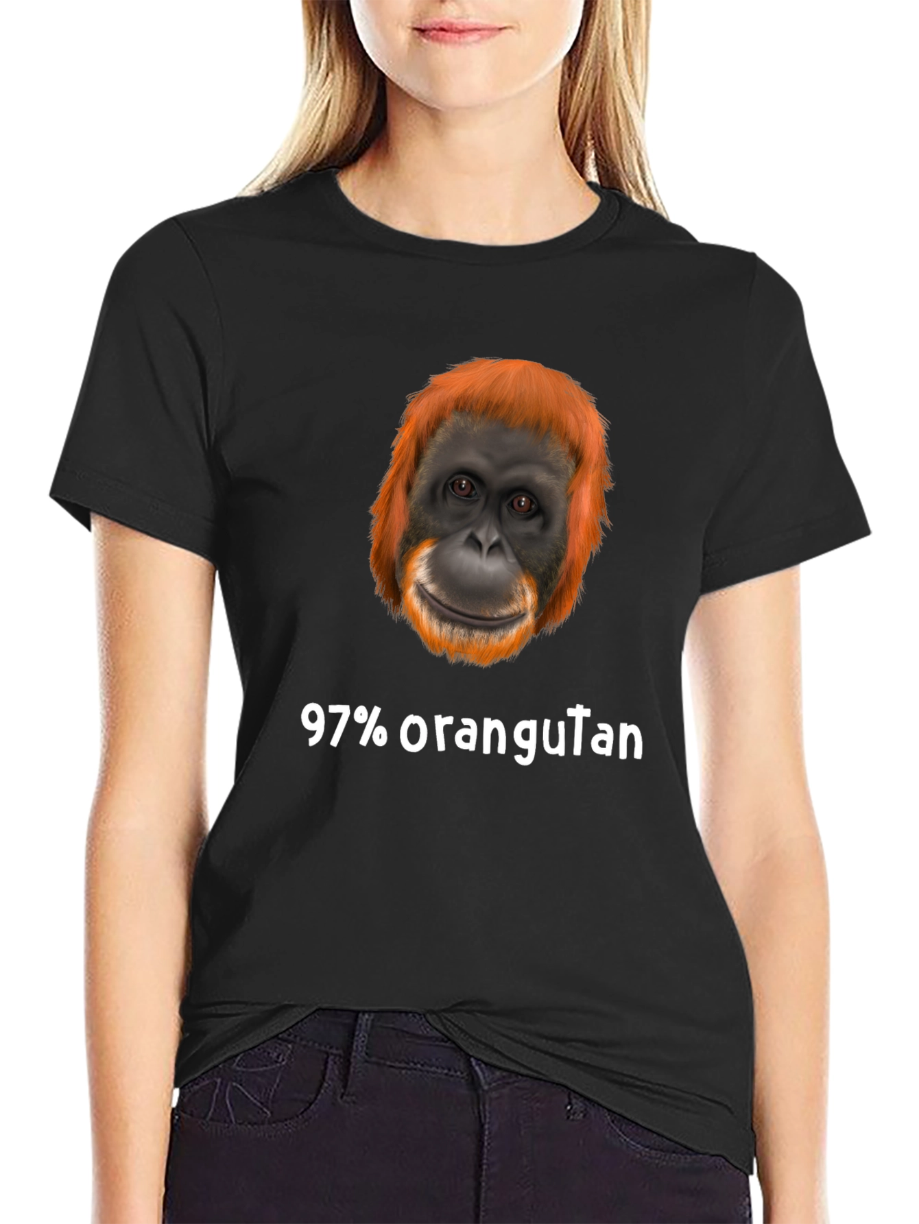 Funny 97% Orangutan Graphic Print T-Shirt - 2