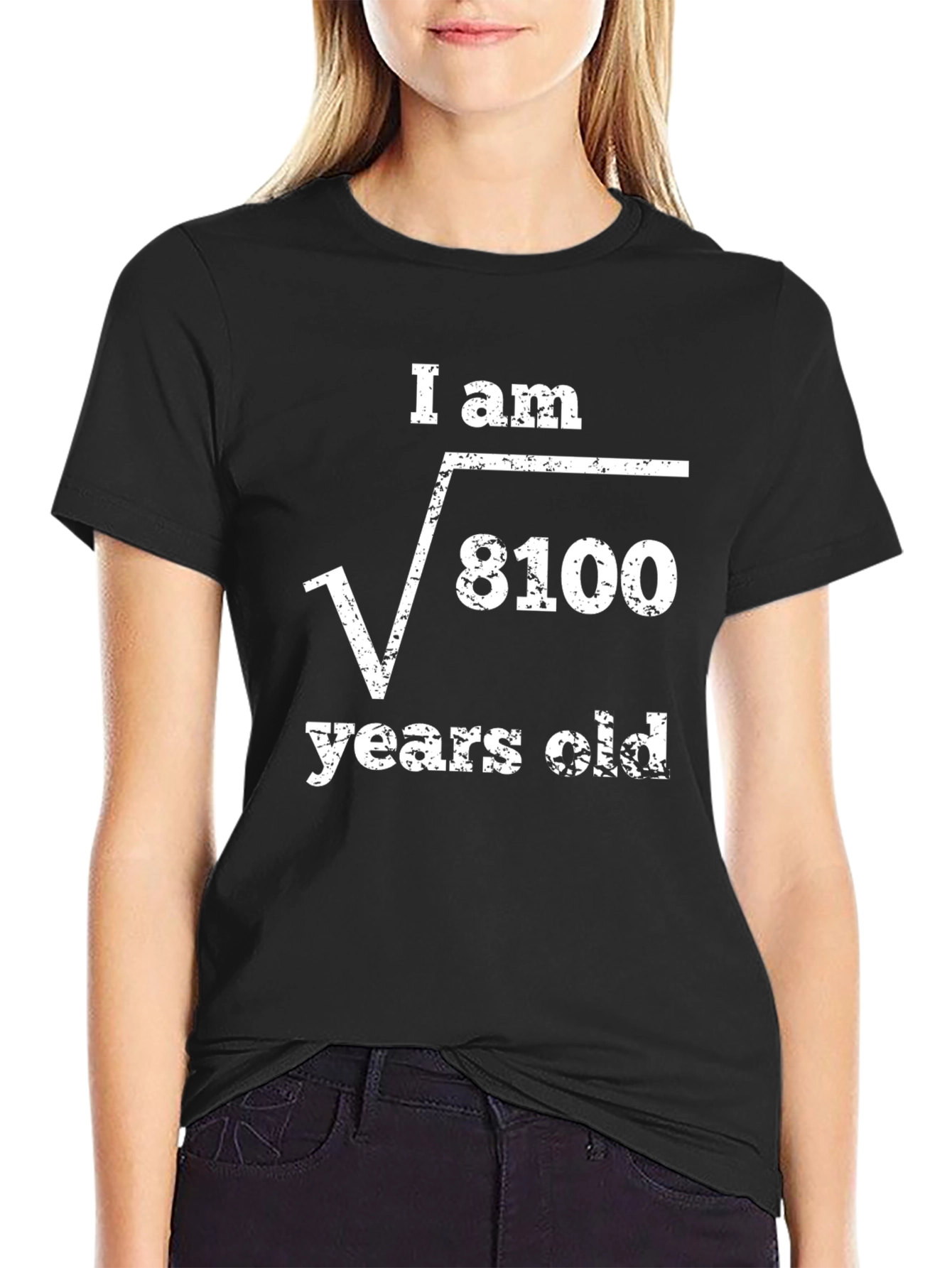 Black I Am Root of 8100 Years Old - Funny Math T-Shirt view 2