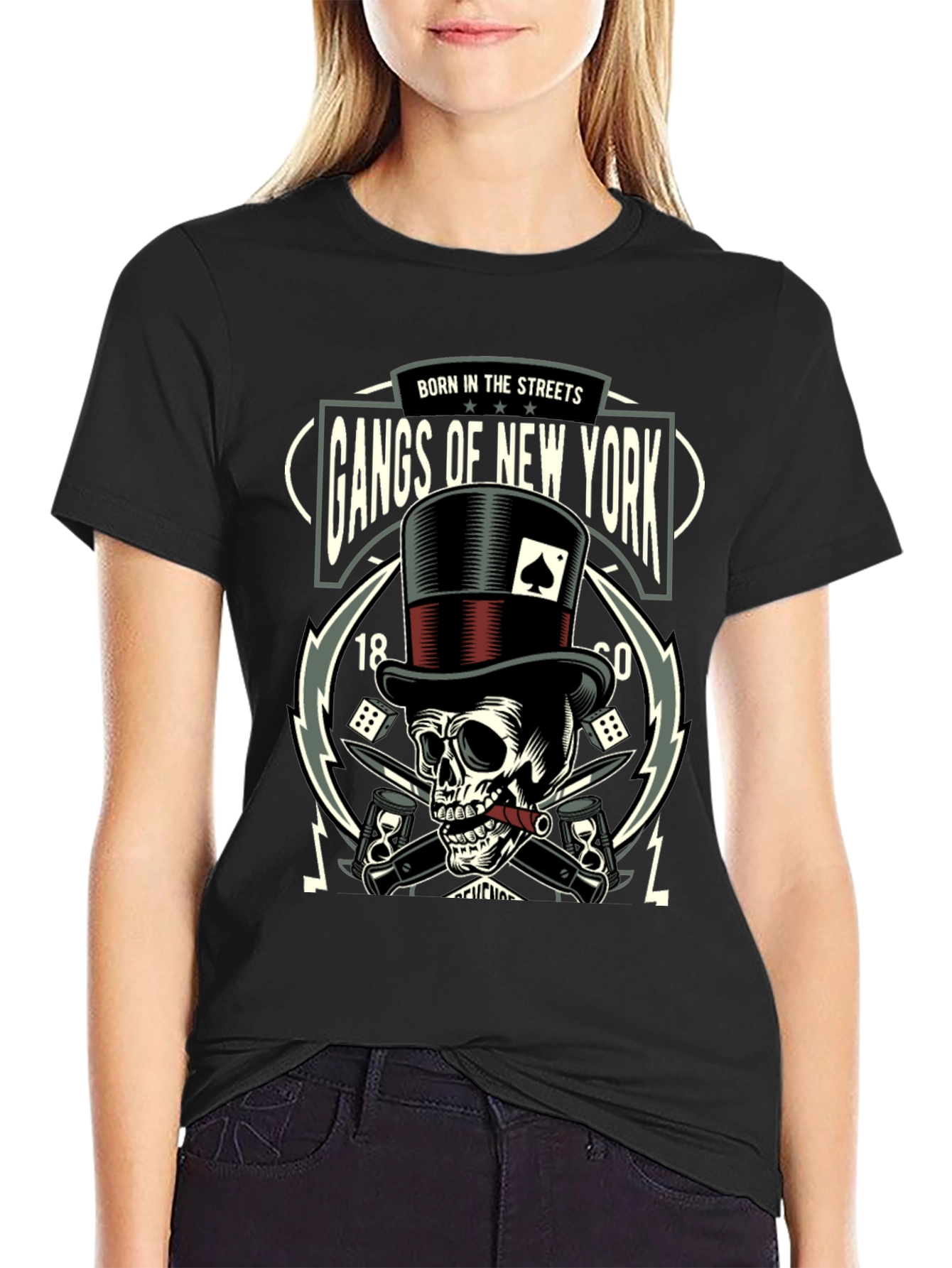 Black Gangs of New York Skull Graphic T-Shirt view 2