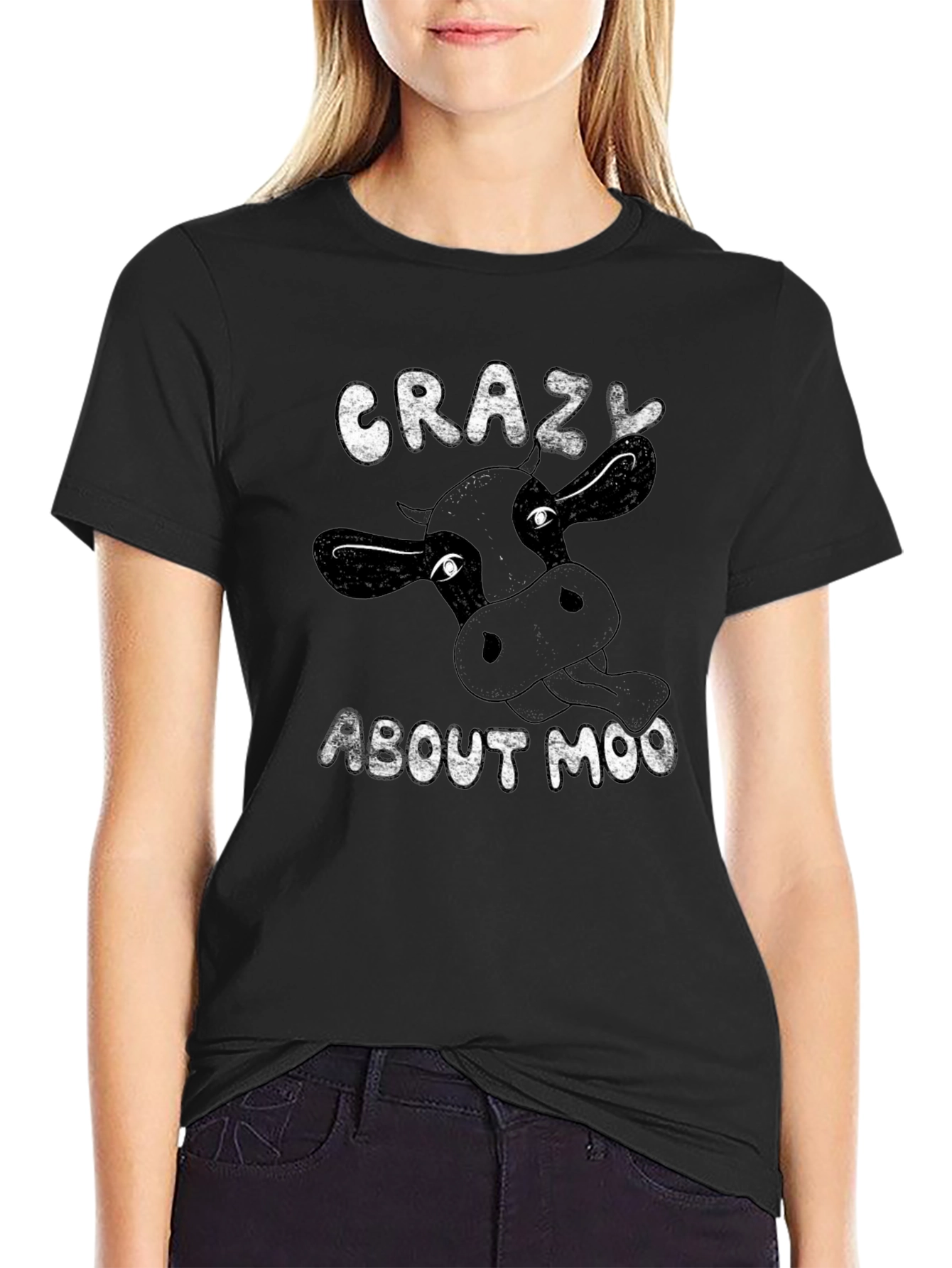 Black Crazy About Moo Black T-Shirt view 2