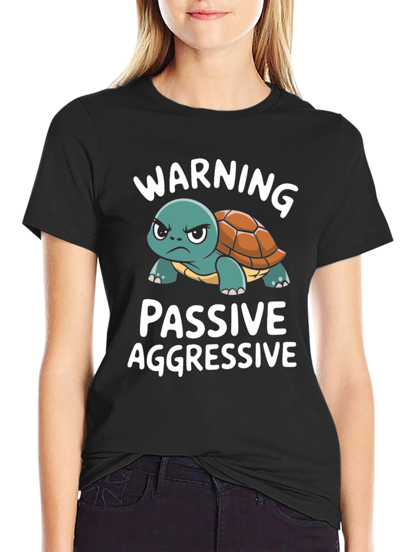 Black Passive Aggressive Turtle T-Shirt Funny Novelty Tee view 2