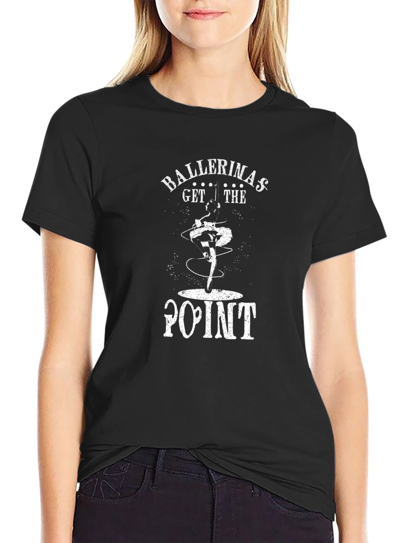 Black Ballerinas Get the Point Graphic Tee - Black Cotton Blend T-Shirt view 2