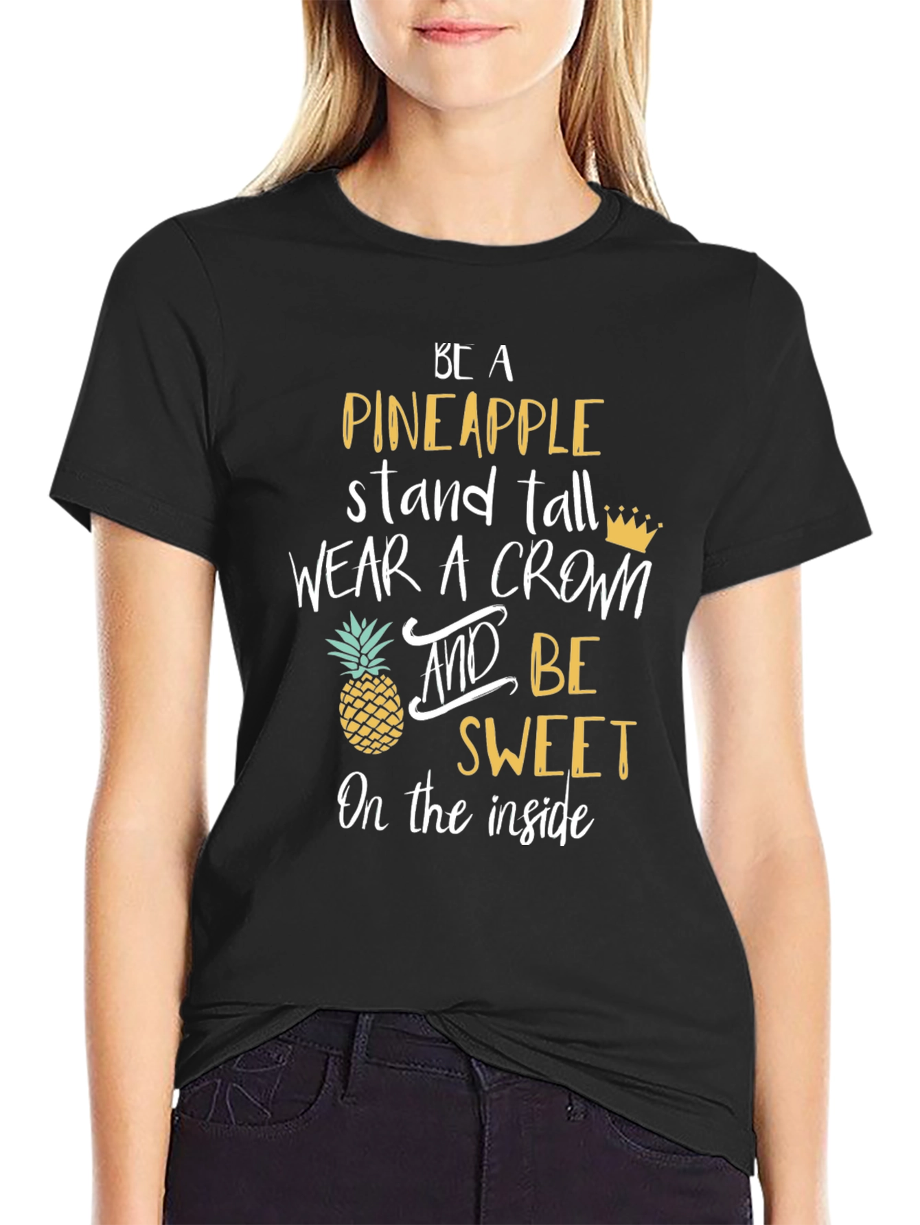 Black Be a Pineapple Graphic Tee - Stand Tall view 2