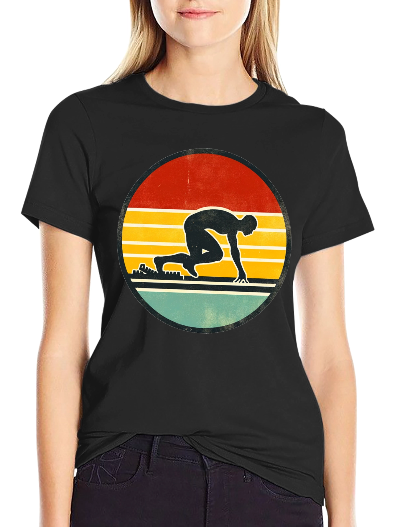 Black Retro Runner Graphic T-Shirt view 2