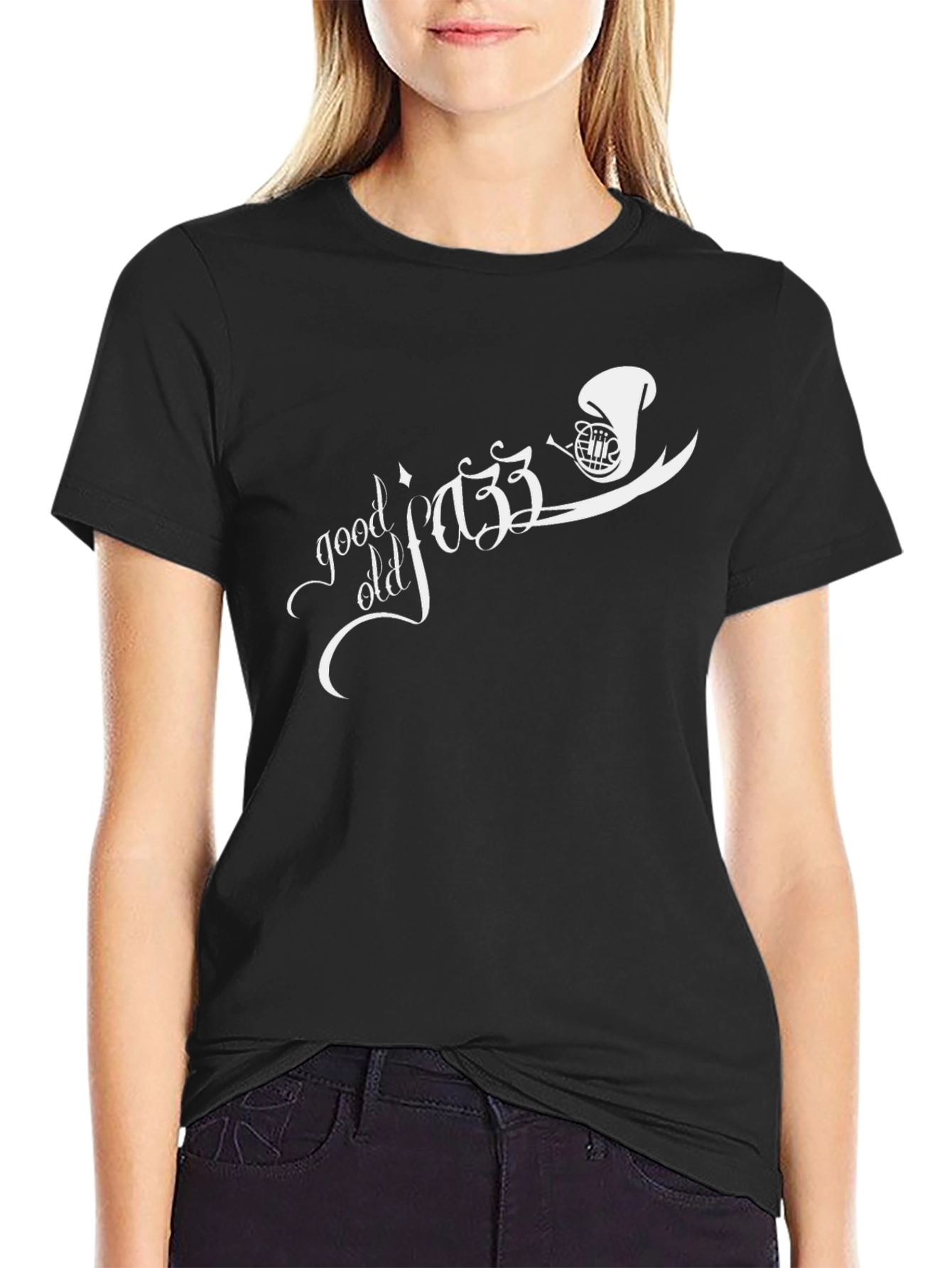 Black Good Old Jazz Black T-Shirt - Music Lover Tee view 2