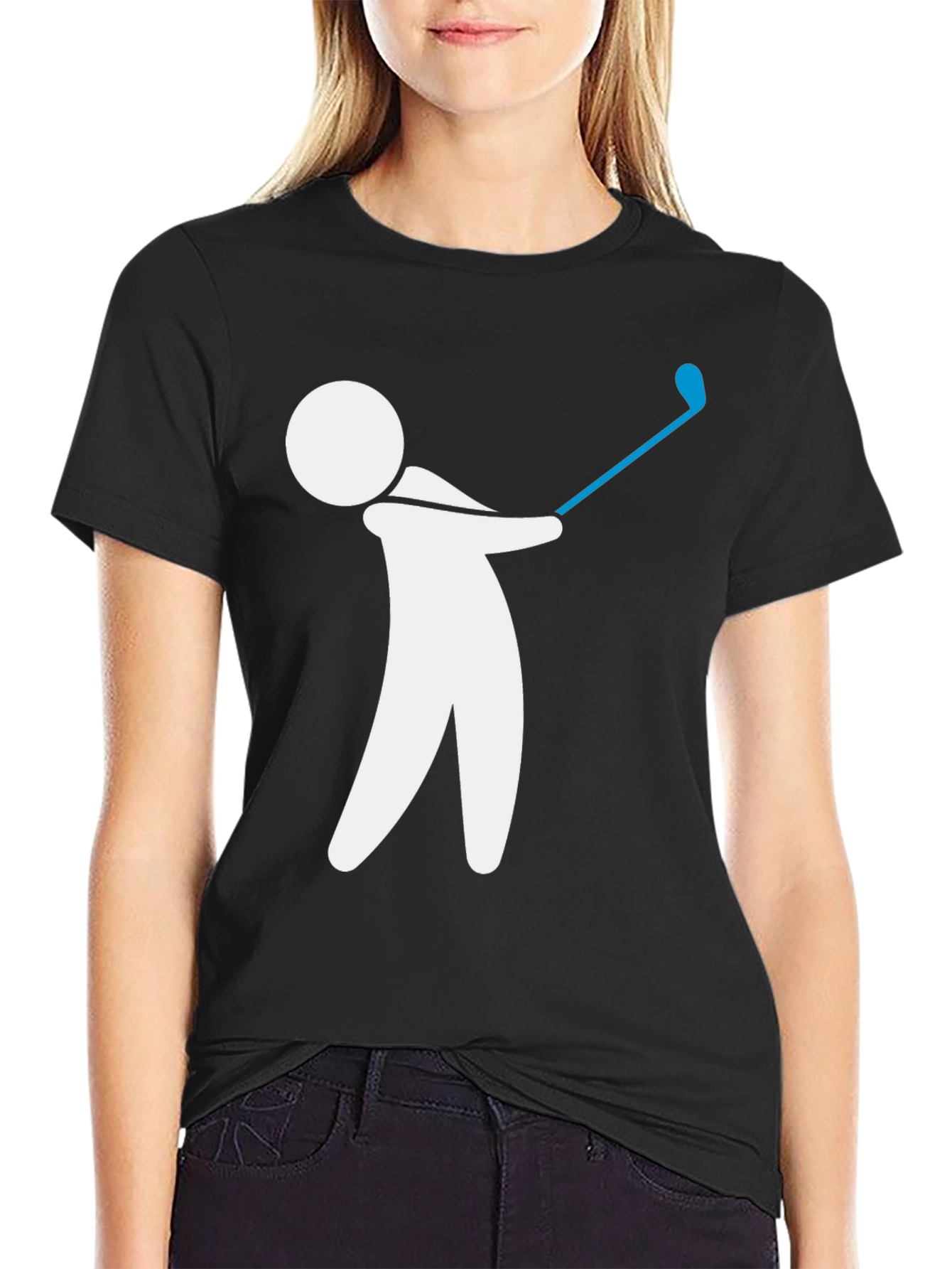Black Golf Swing Graphic Tee - Black Cotton T-Shirt view 2