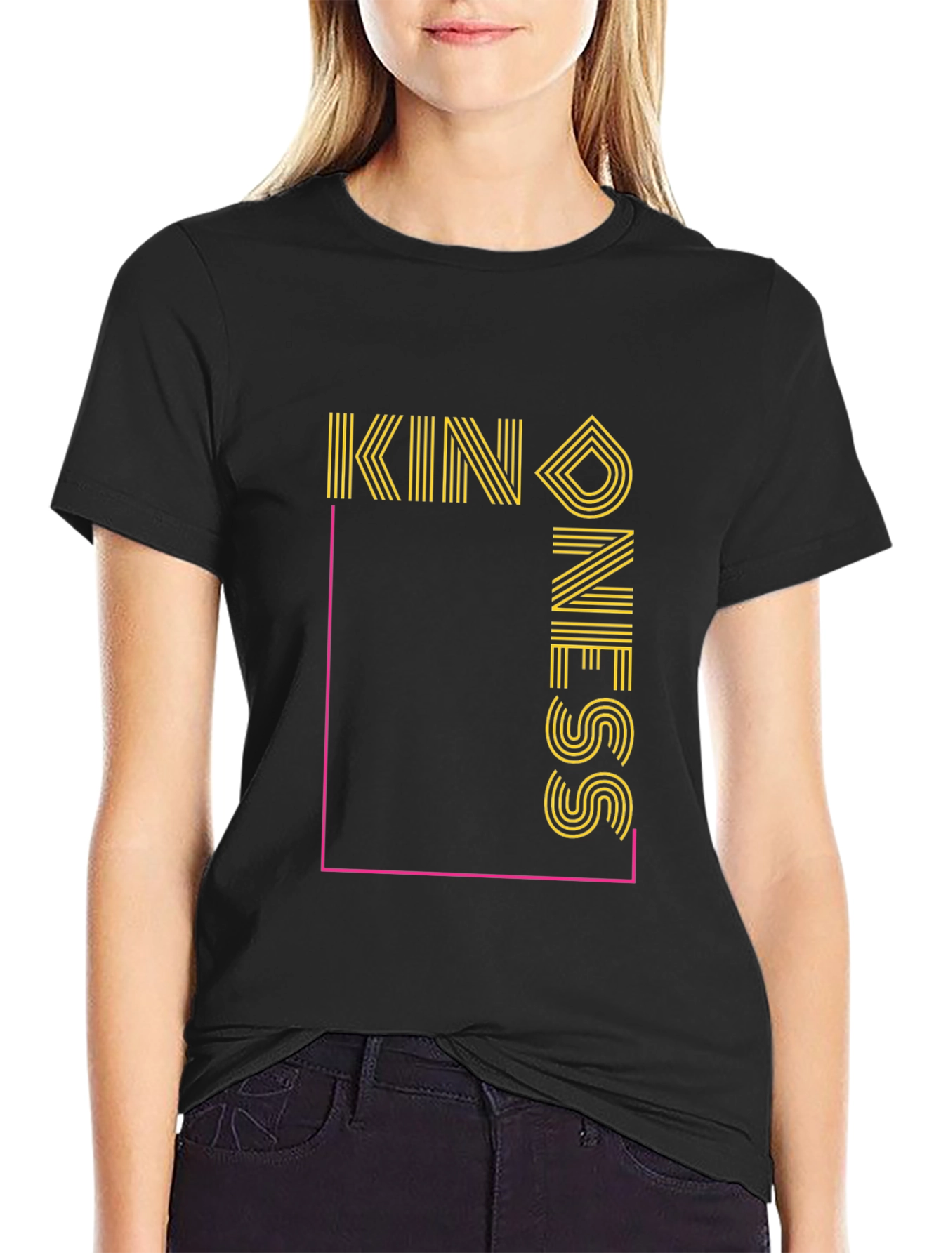 Black Kindness Graphic Tee - Stylish Black T-Shirt view 2