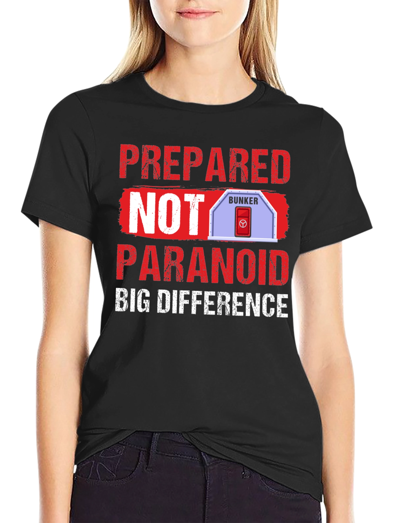 Black Prepared Not Paranoid Bunker T-Shirt view 2