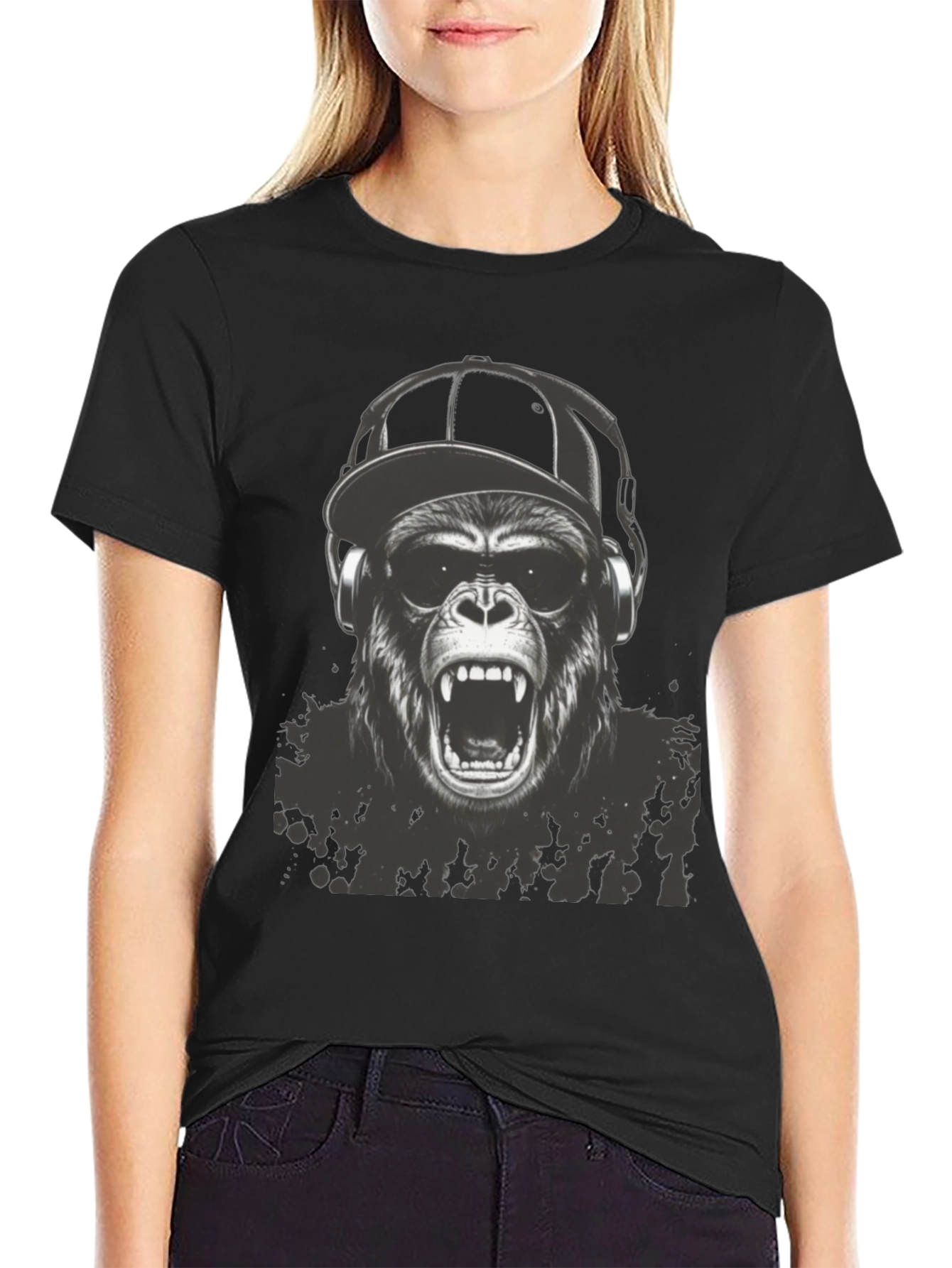 Black Cool Gorilla Graphic Tee view 2