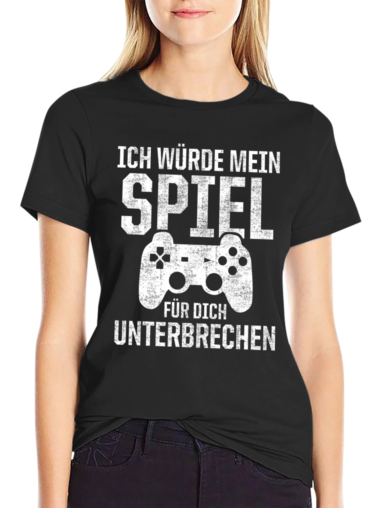 Black Ich Würde Mein Spiel Unterbrechen T-Shirt Gamer view 2
