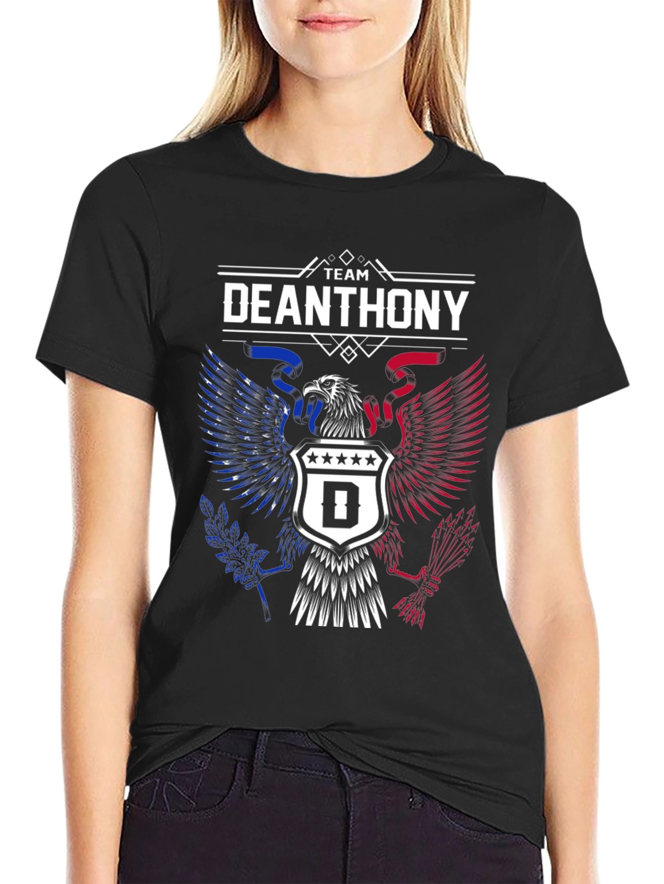 Black Team Deanthony Eagle Graphic Tee - Patriotic T-Shirt view 2