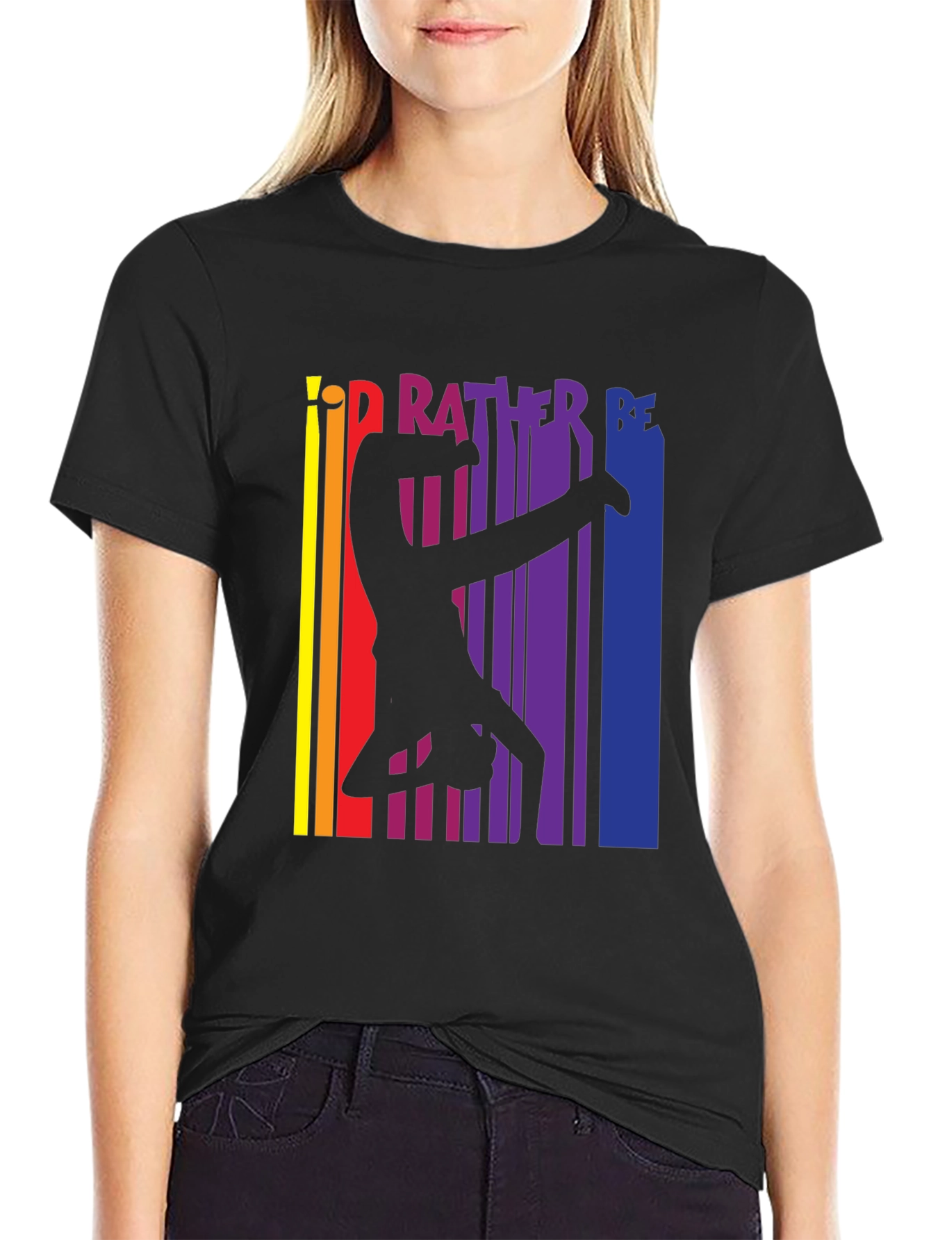 Black Gymnast Pride T-Shirt - I'd Rather Be Gymnastics Tee view 2