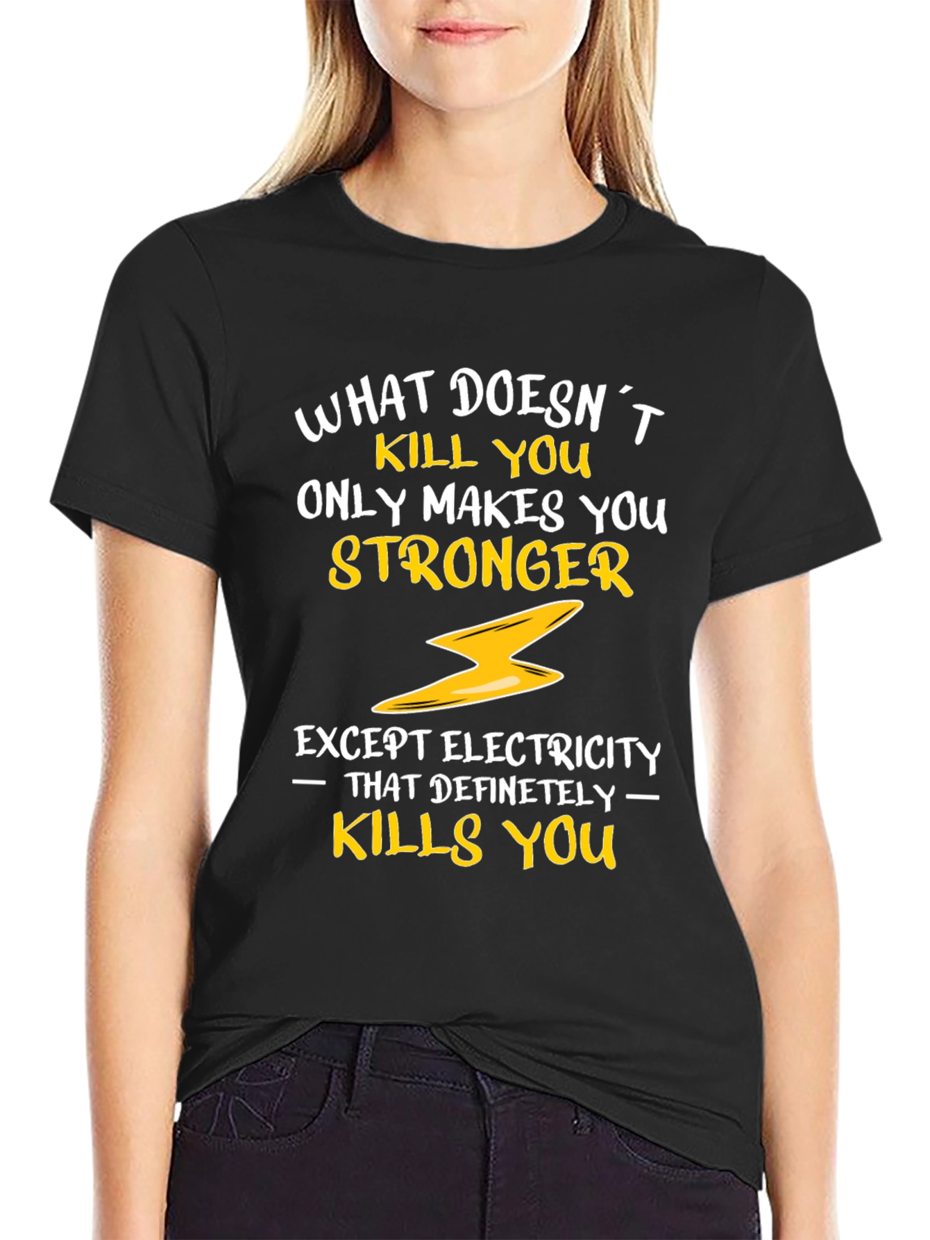 Black Funny Electricity T-Shirt - What Doesn't Kill You view 2