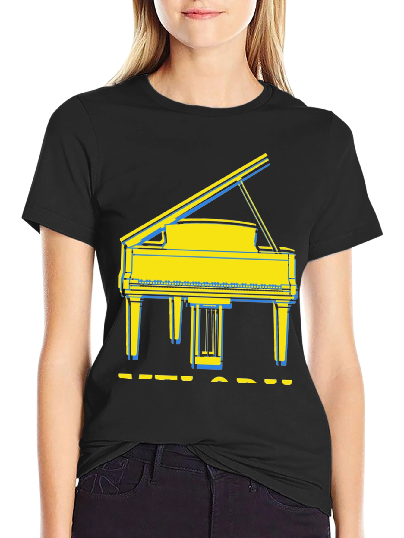 Black Grand Piano Graphic Tee - Stylish Music Lover Shirt view 2