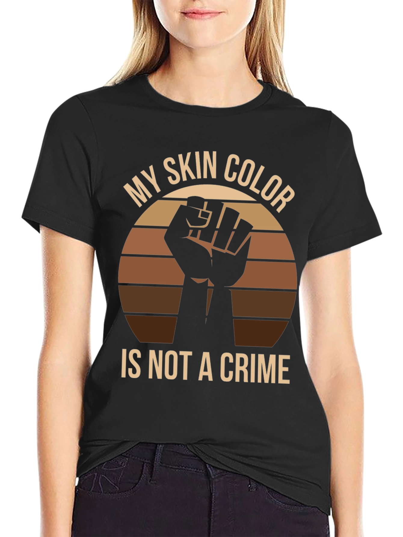Black My Skin Color Is Not a Crime T-Shirt view 2