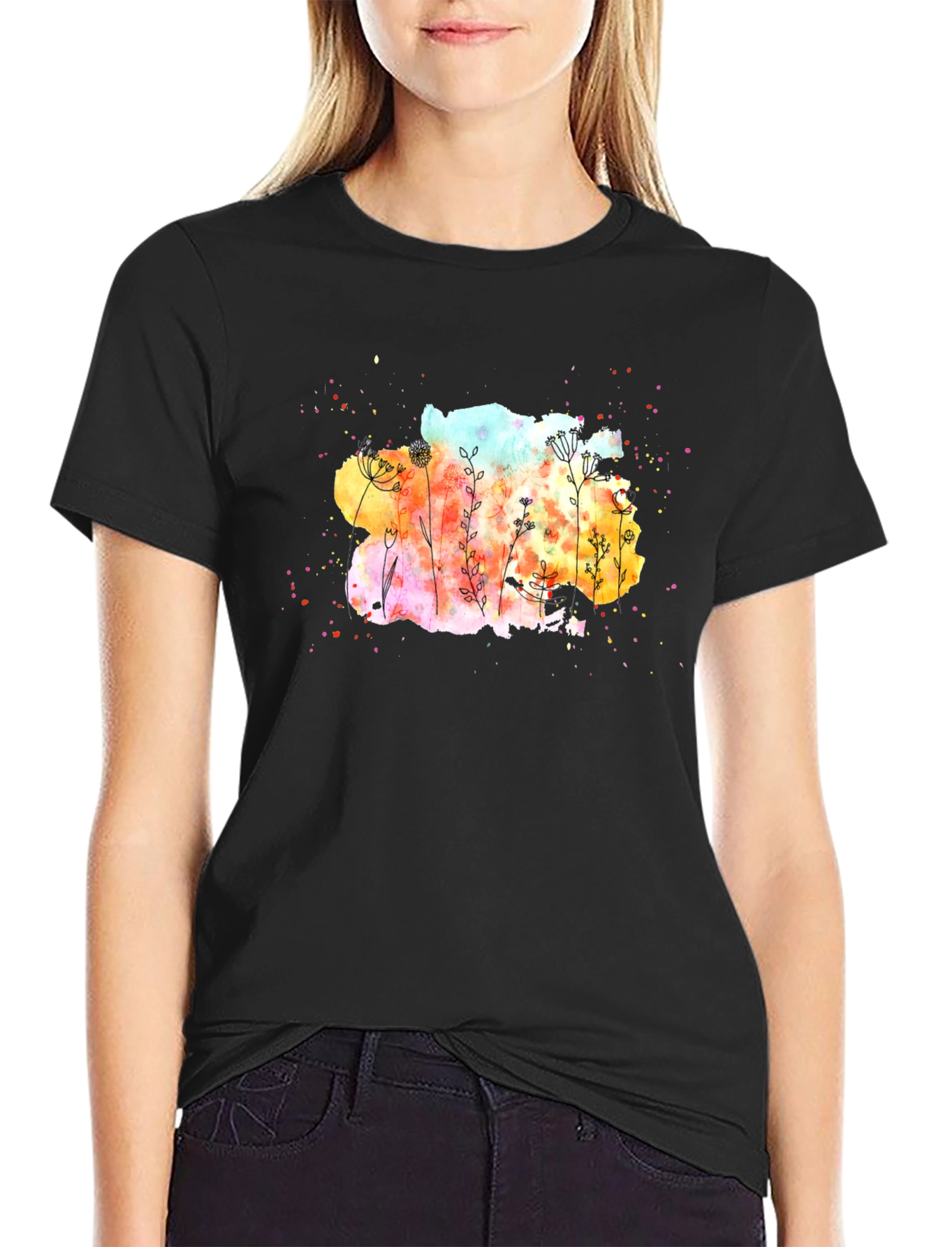 Floral Watercolor Graphic Tee - 2