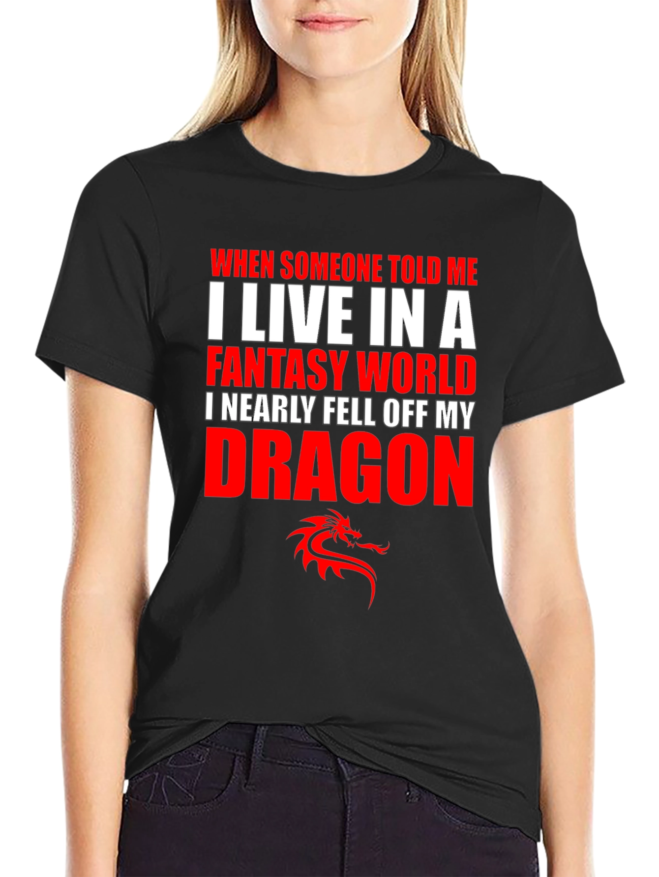 Black Fantasy World Dragon T-Shirt view 2