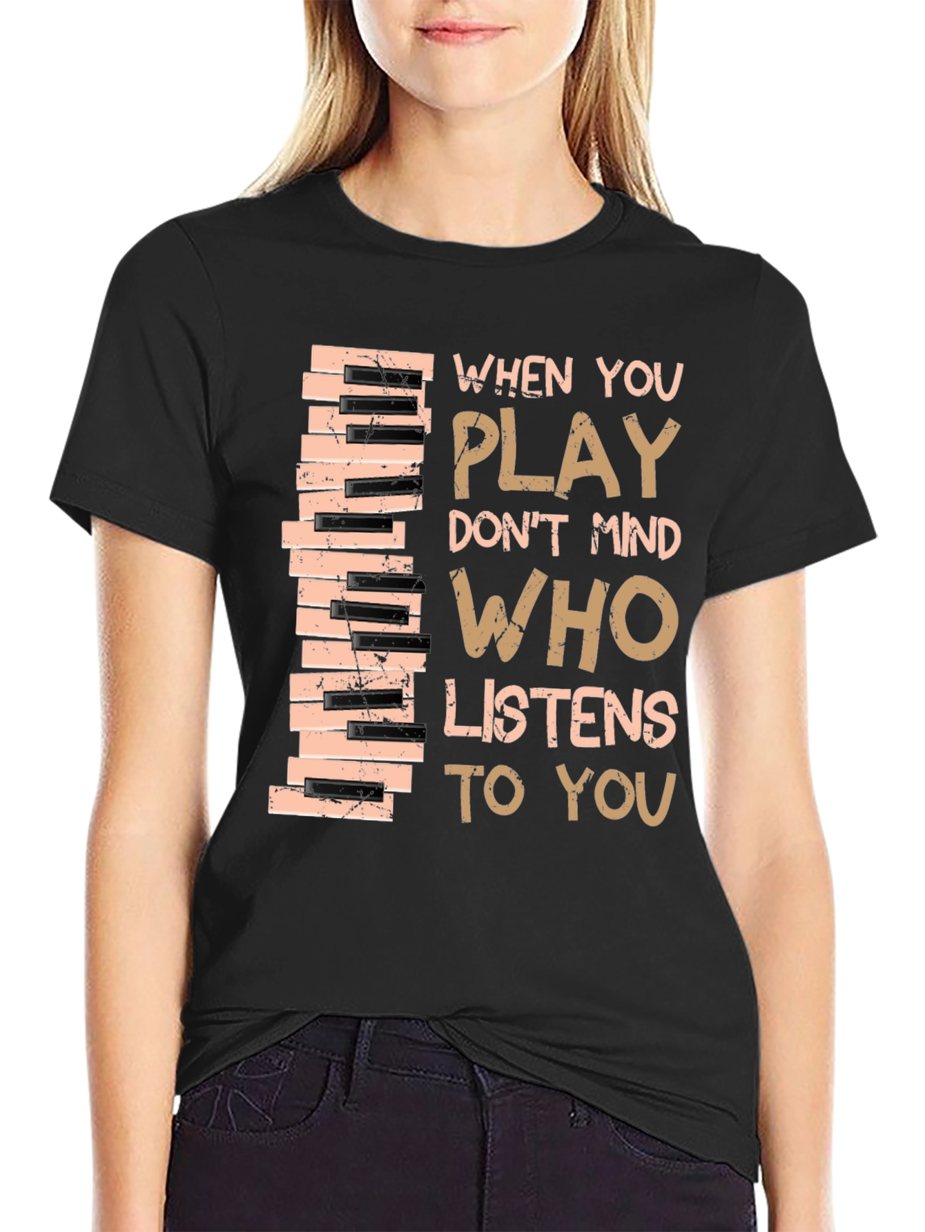 Black Piano Keys T-Shirt - Musical Inspiration view 2