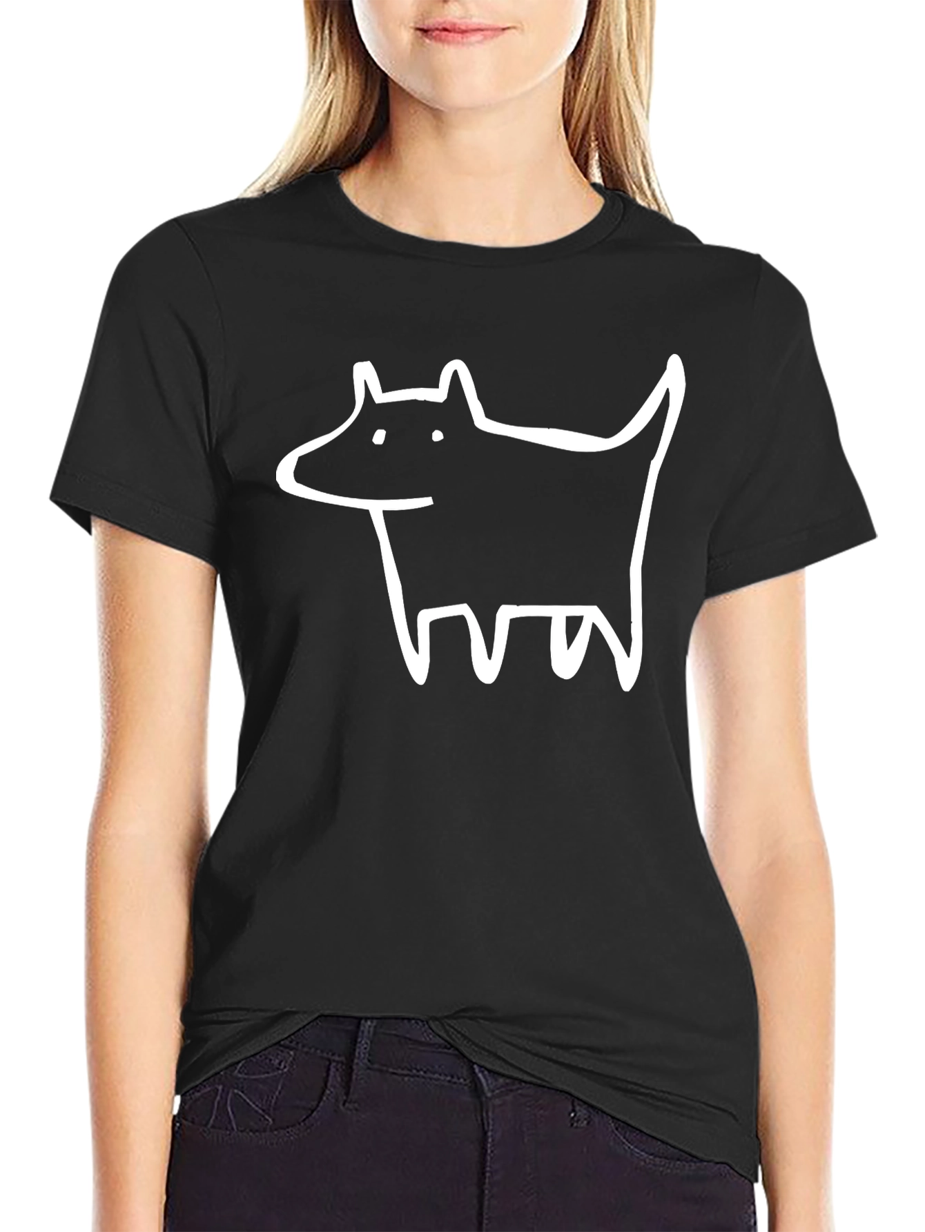 Black Dog Sketch Graphic Tee - Black Cotton view 2