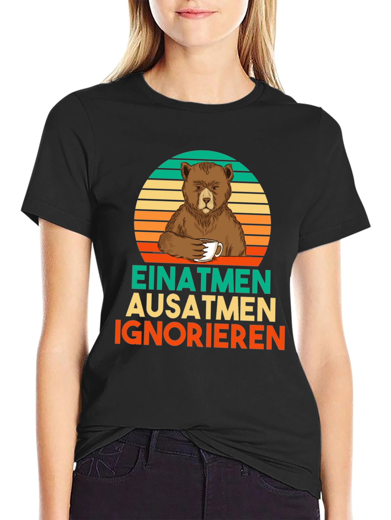 Black Bear Coffee T-Shirt - Einatmen Ausatmen Ignorieren view 2