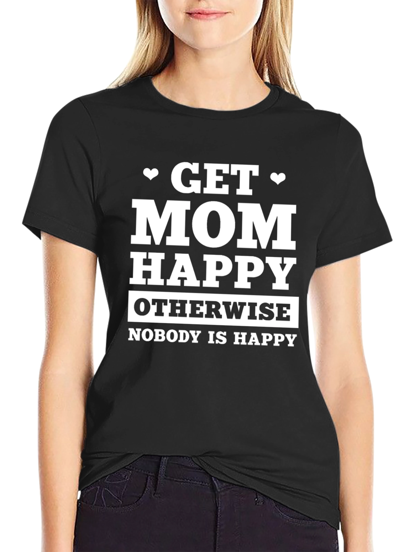 Black Get Mom Happy Graphic T-Shirt - Black view 2