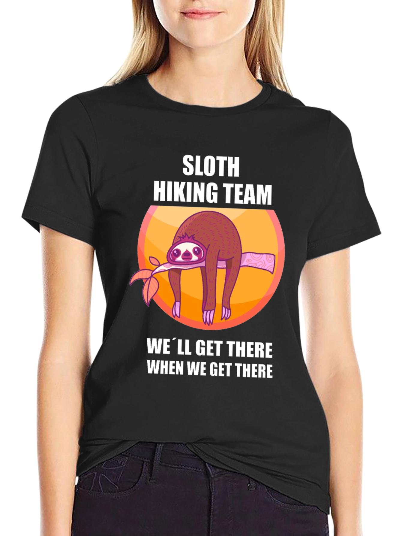 Black Sloth Hiking Team Graphic T-Shirt view 2