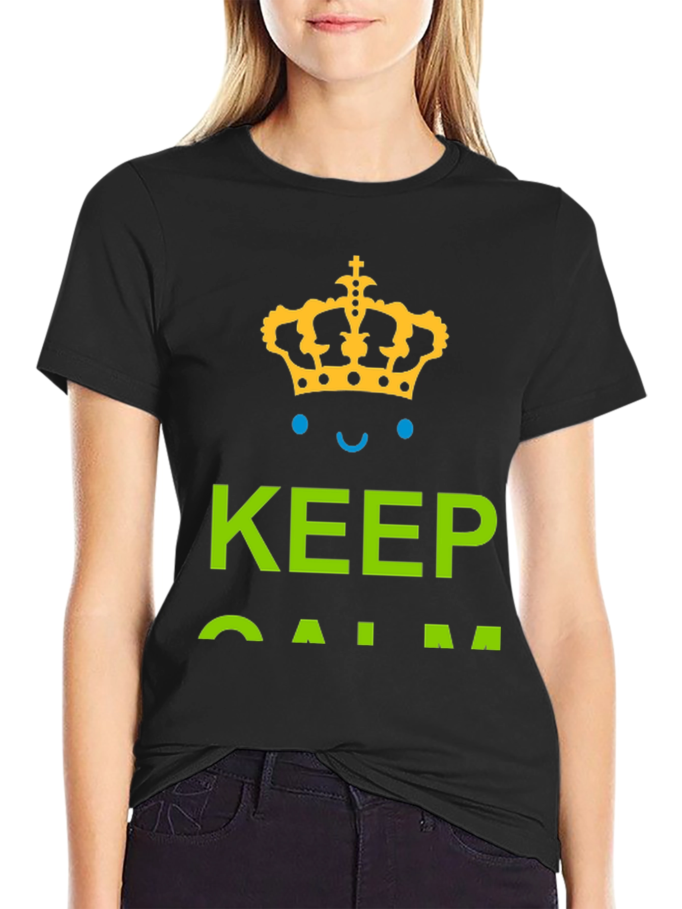 Black Keep Calm Graphic Tee - Black Cotton T-Shirt view 2