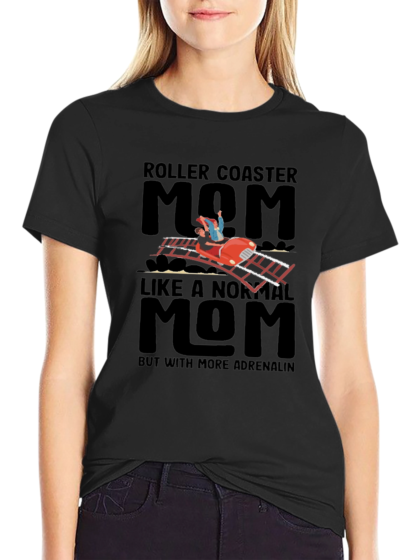 Black Roller Coaster Mom Graphic T-Shirt view 2