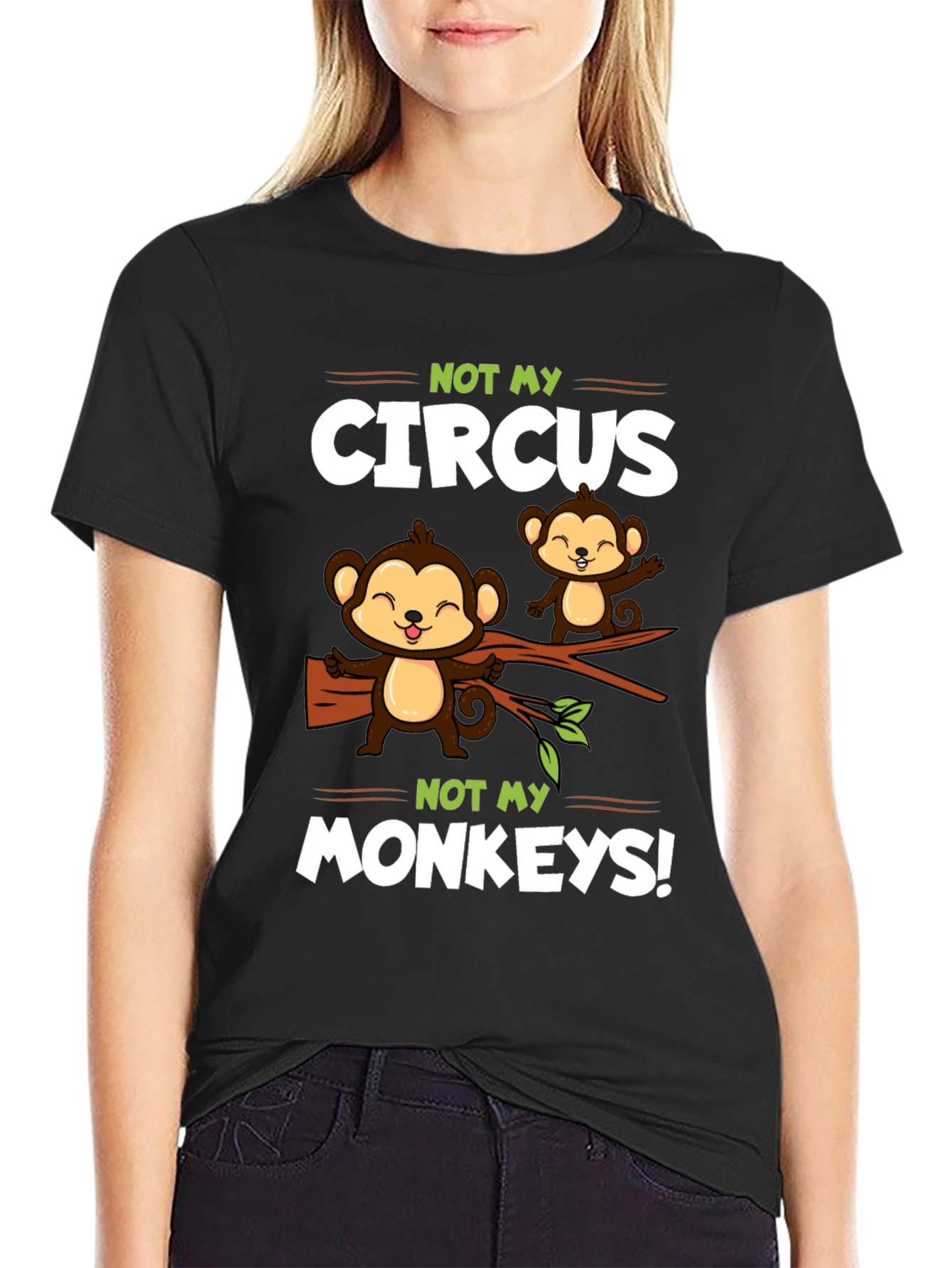 Black Funny Monkey Circus T-Shirt - Novelty Graphic Tee view 2