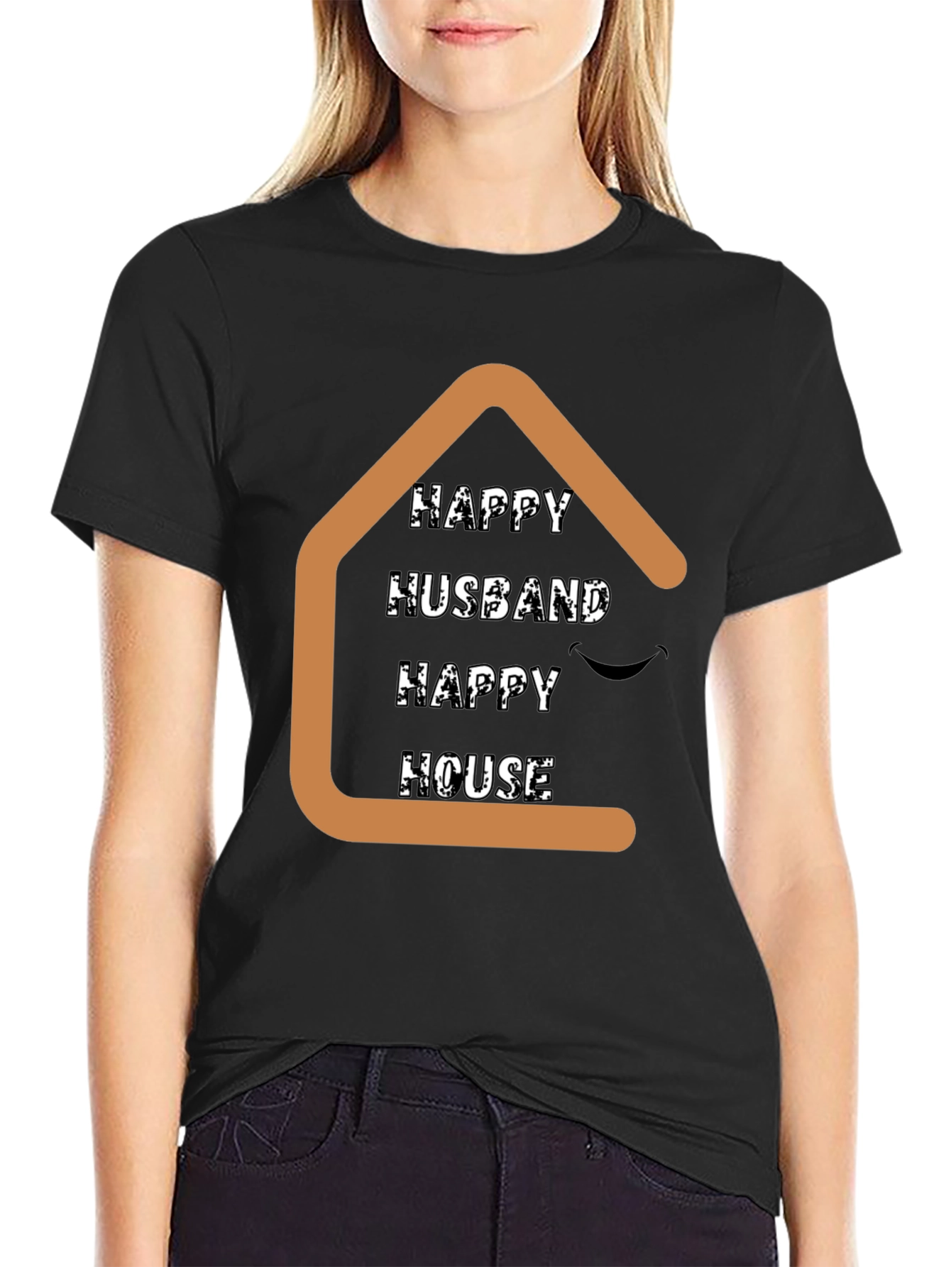 Black Happy Husband Happy House Graphic T-Shirt view 2