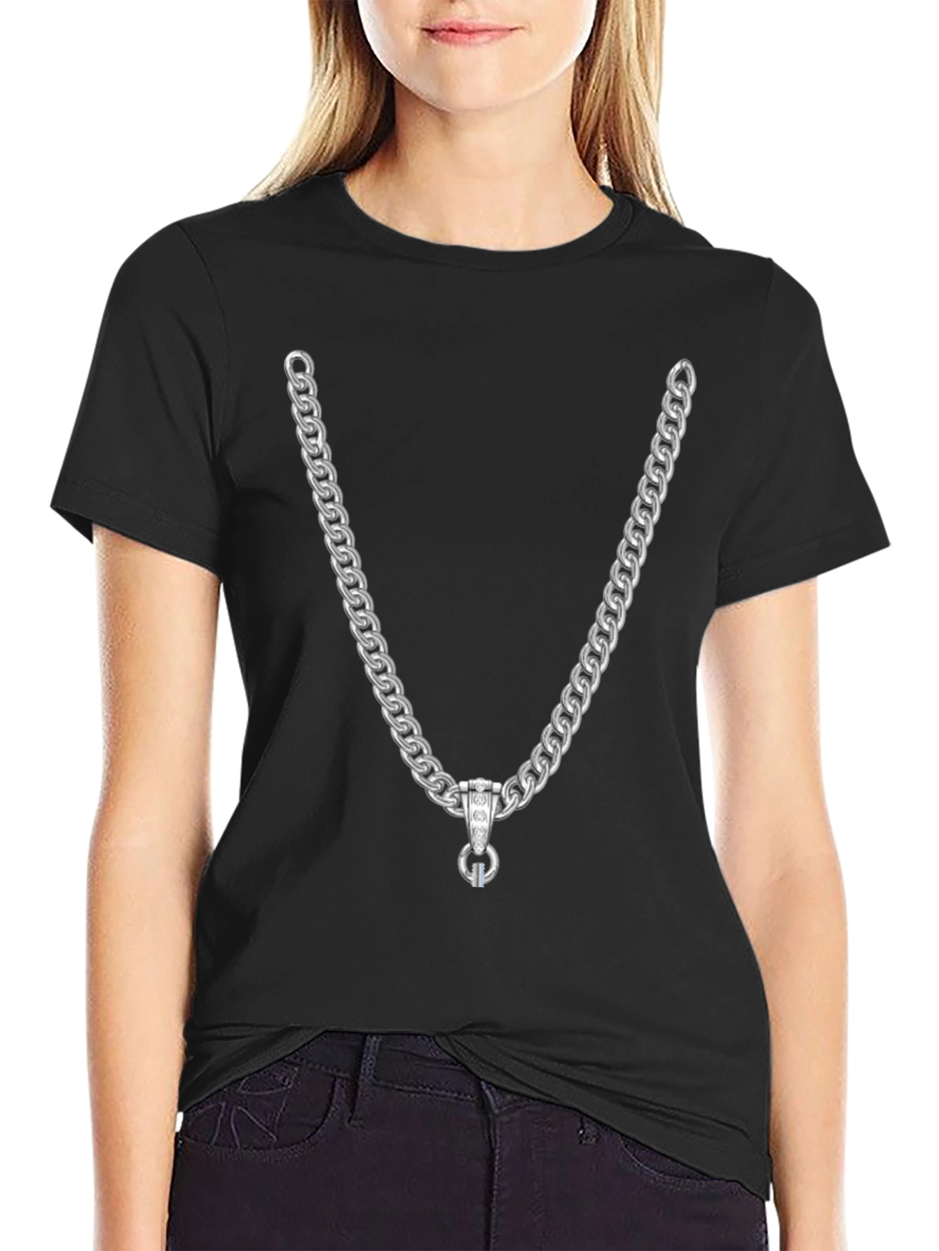 Black Chain Graphic T-Shirt view 2