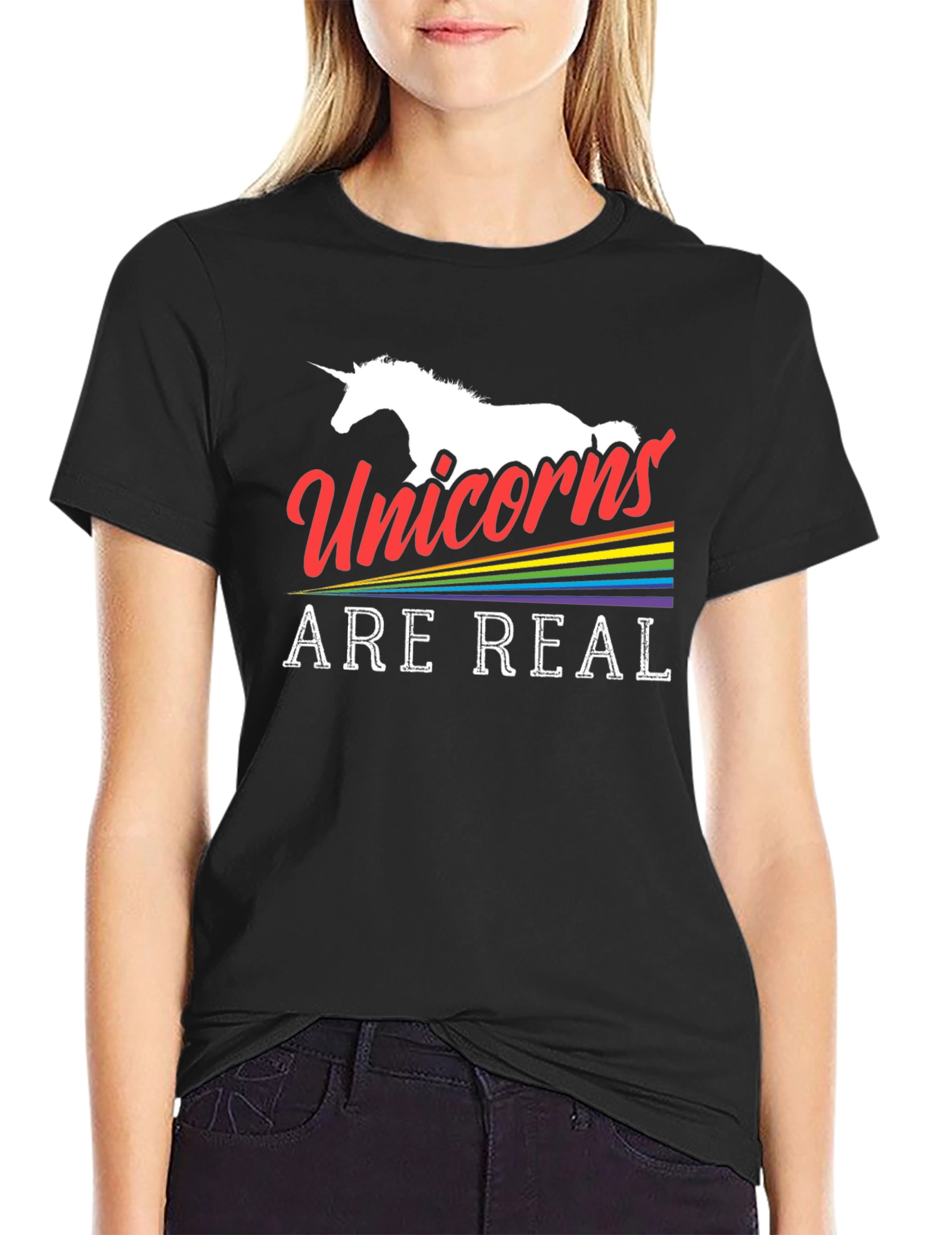 Black Unicorns Are Real Graphic T-Shirt view 2
