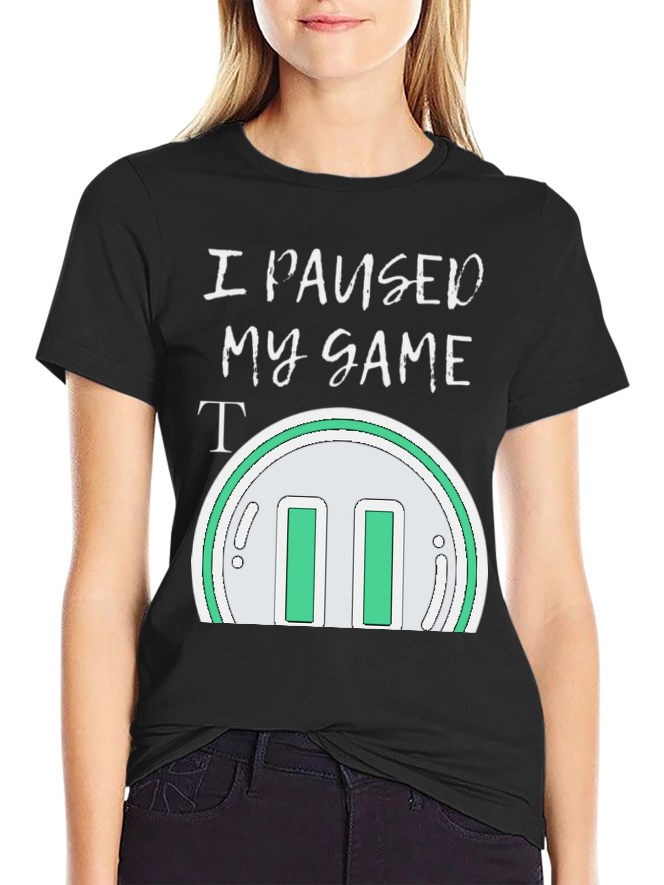 Black I Paused My Game T-Shirt - Gamer Apparel view 2