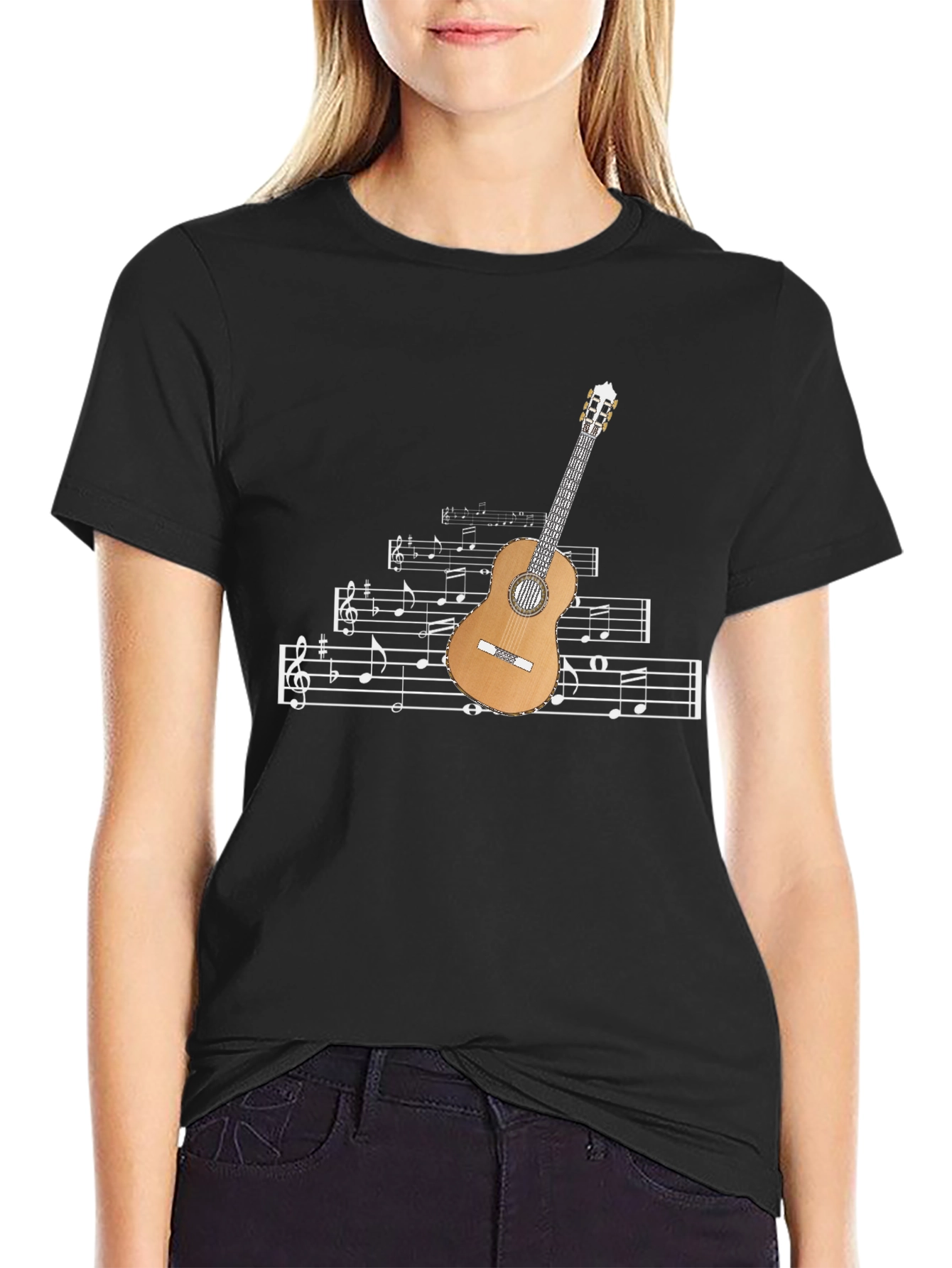 Black Musical Guitar Graphic Tee view 2