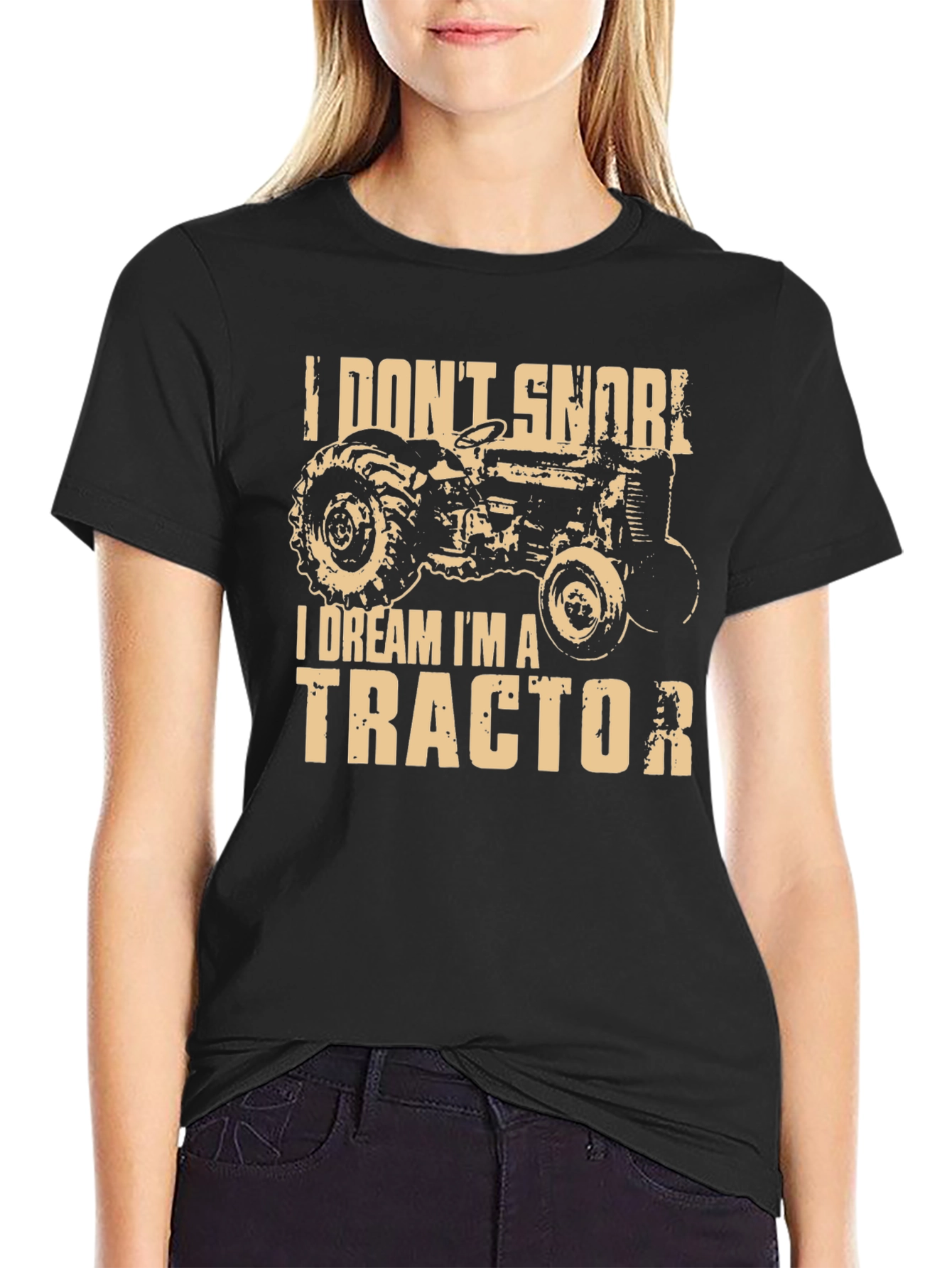 Black I Dream I'm A Tractor Graphic T-Shirt view 2
