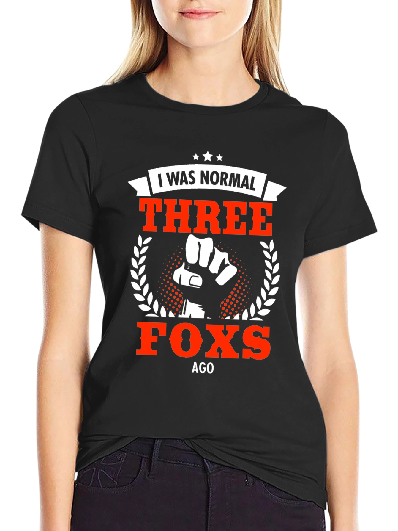 Black Three Foxes Ago Funny Graphic T-Shirt view 2
