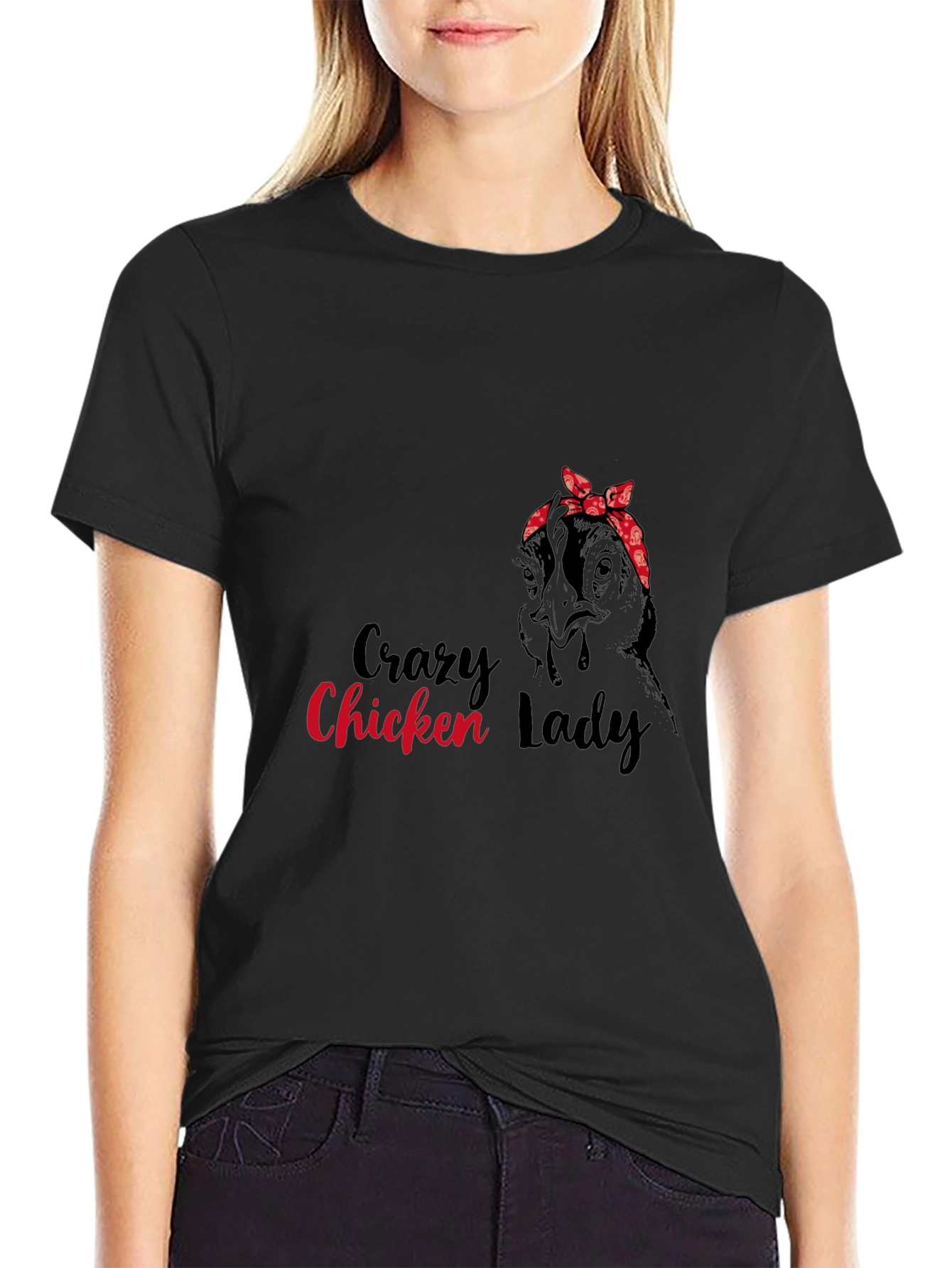 Black Crazy Chicken Lady Graphic Tee view 2