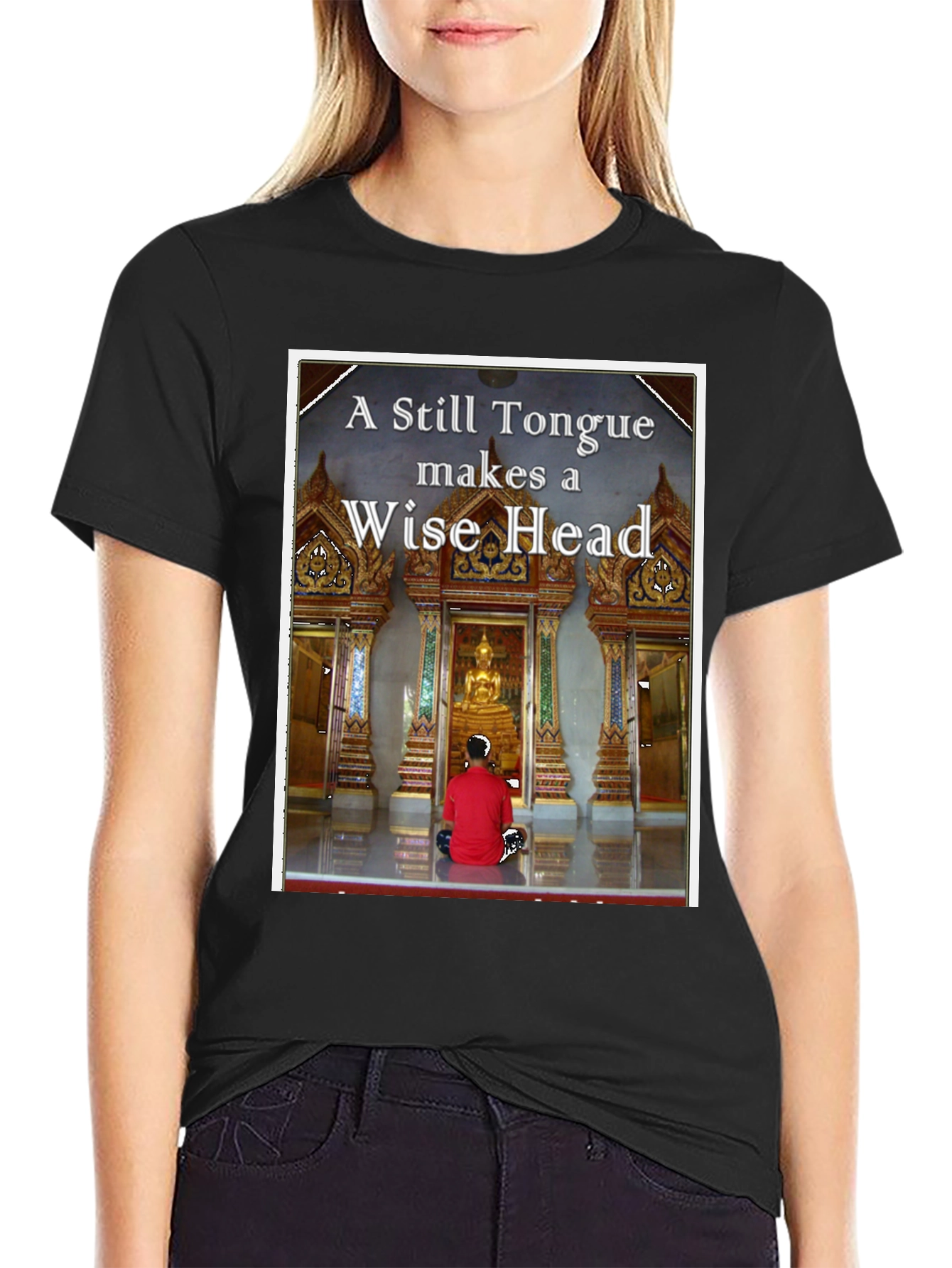 Black Wise Head T-Shirt - Buddha Inspired view 2